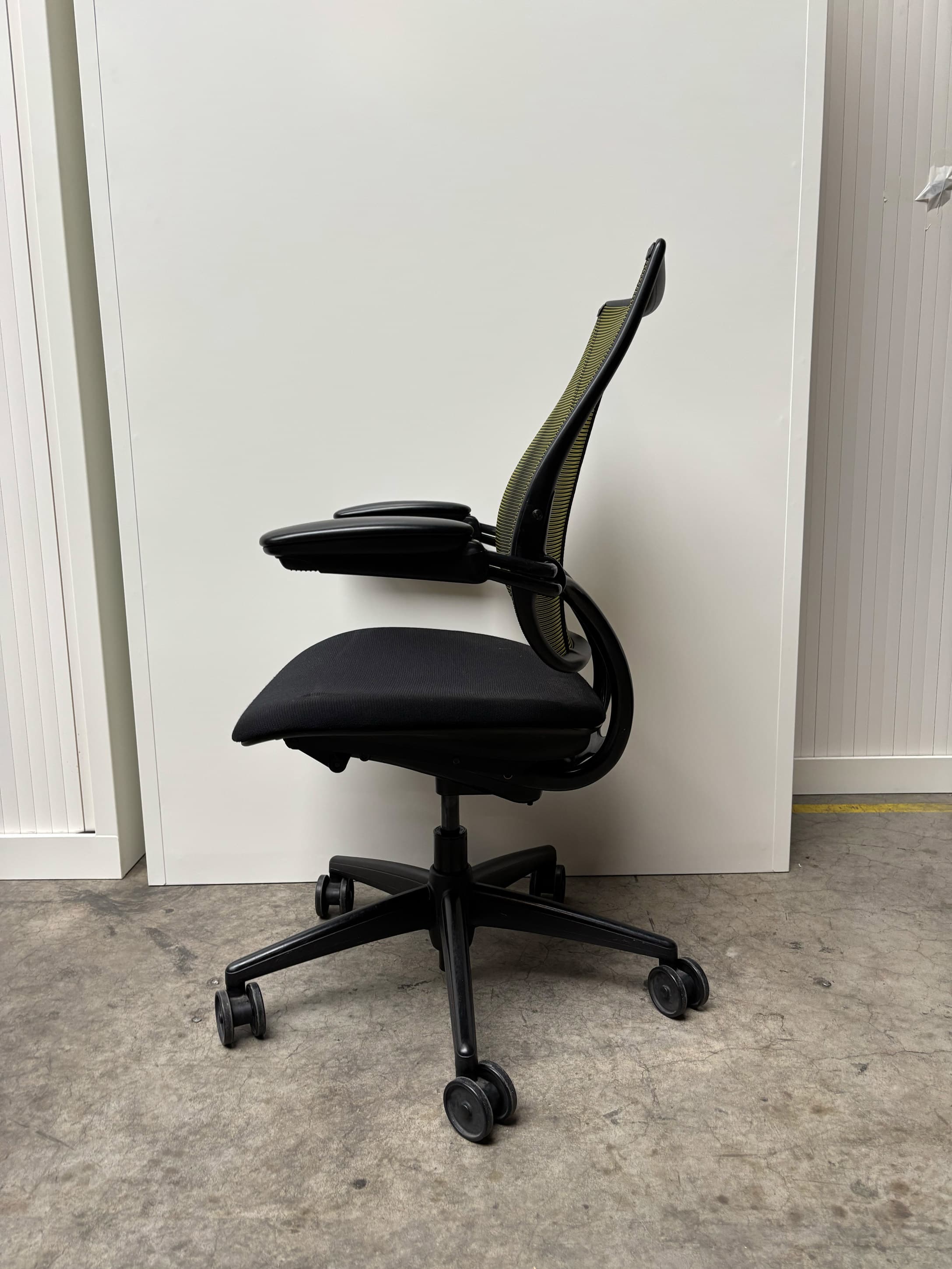 Humanscale Dark Yellow Mesh Office Chair with Adjustable Armrests-1
