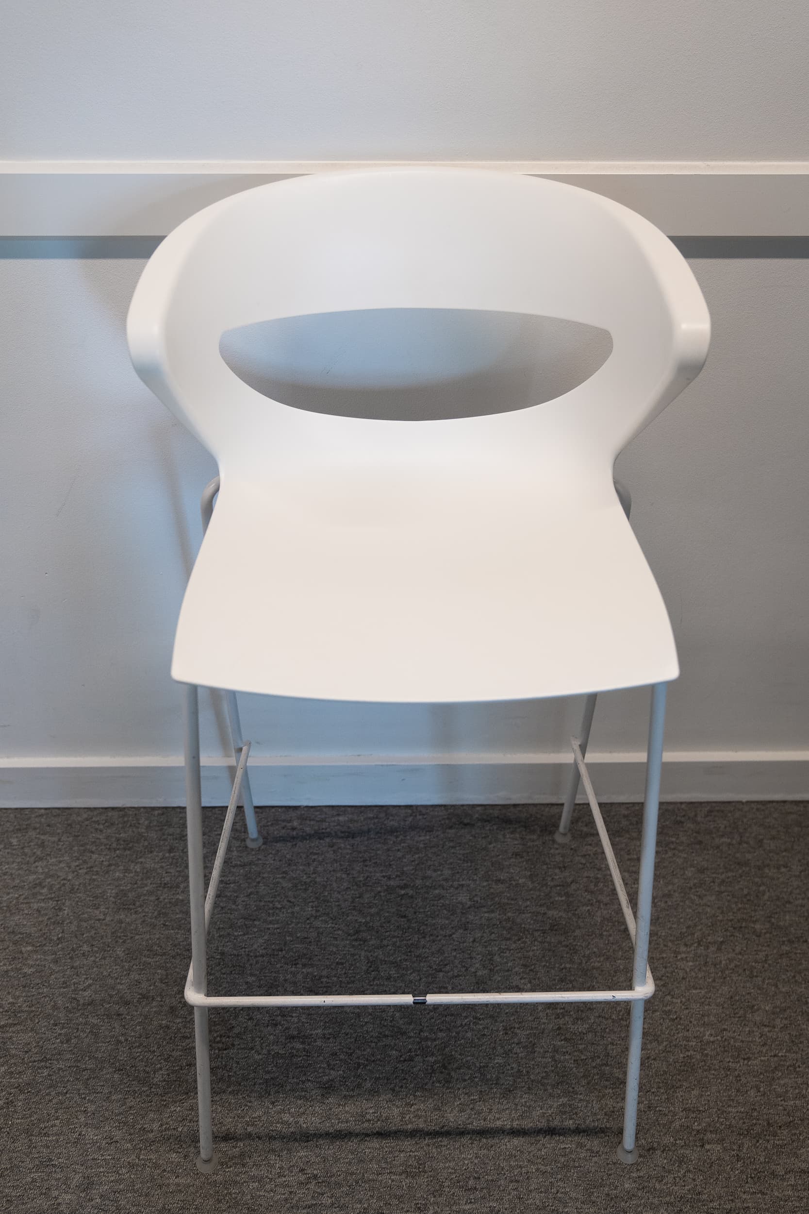 KICCA White Plastic Bar Stool with Integrated Backrest and Sleek Modern Design-2