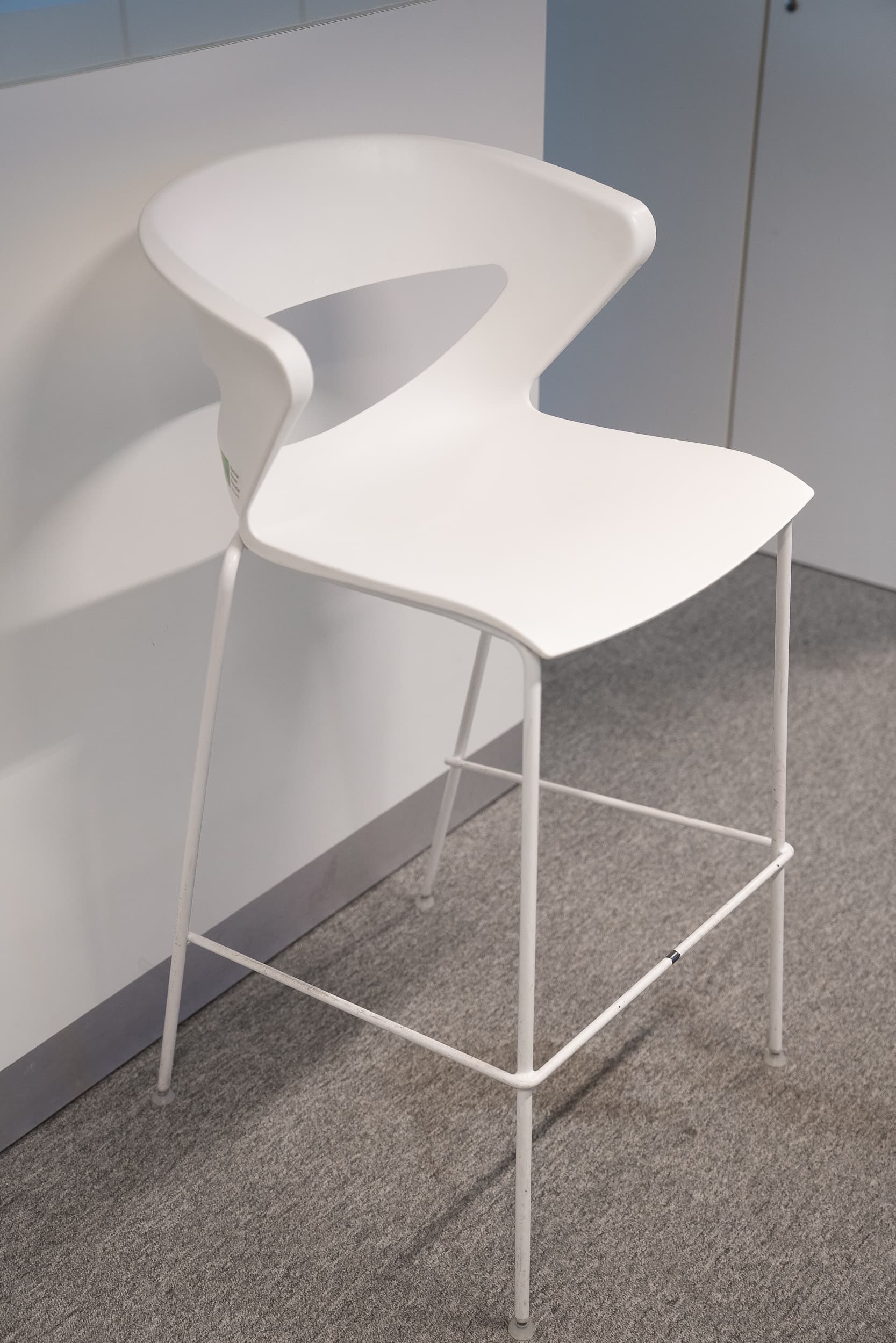 KICCA White Plastic Bar Stool with Integrated Backrest and Sleek Modern Design-1
