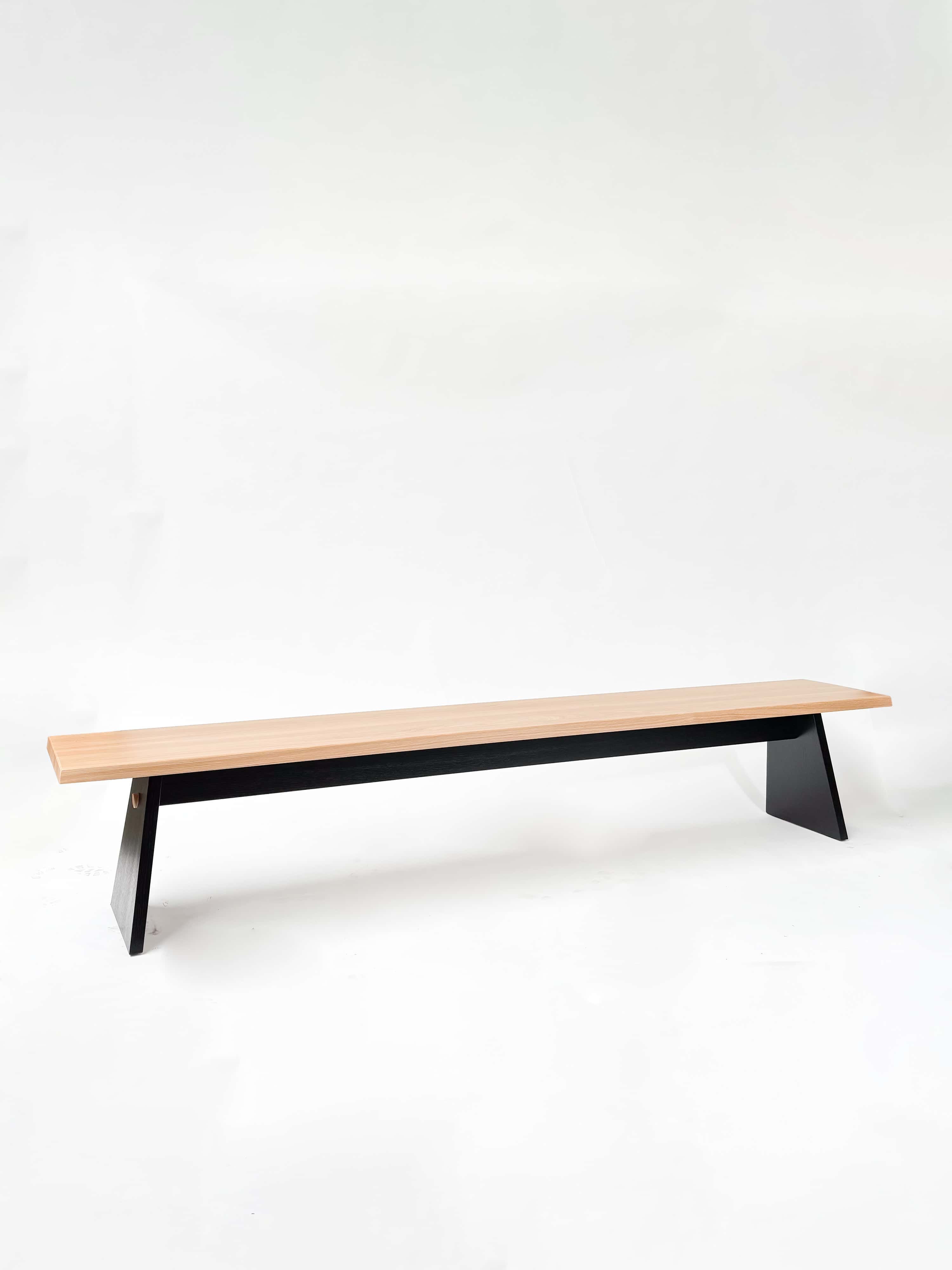 CRUSO Natural Oak Bench with Black Base - 240cm product image
