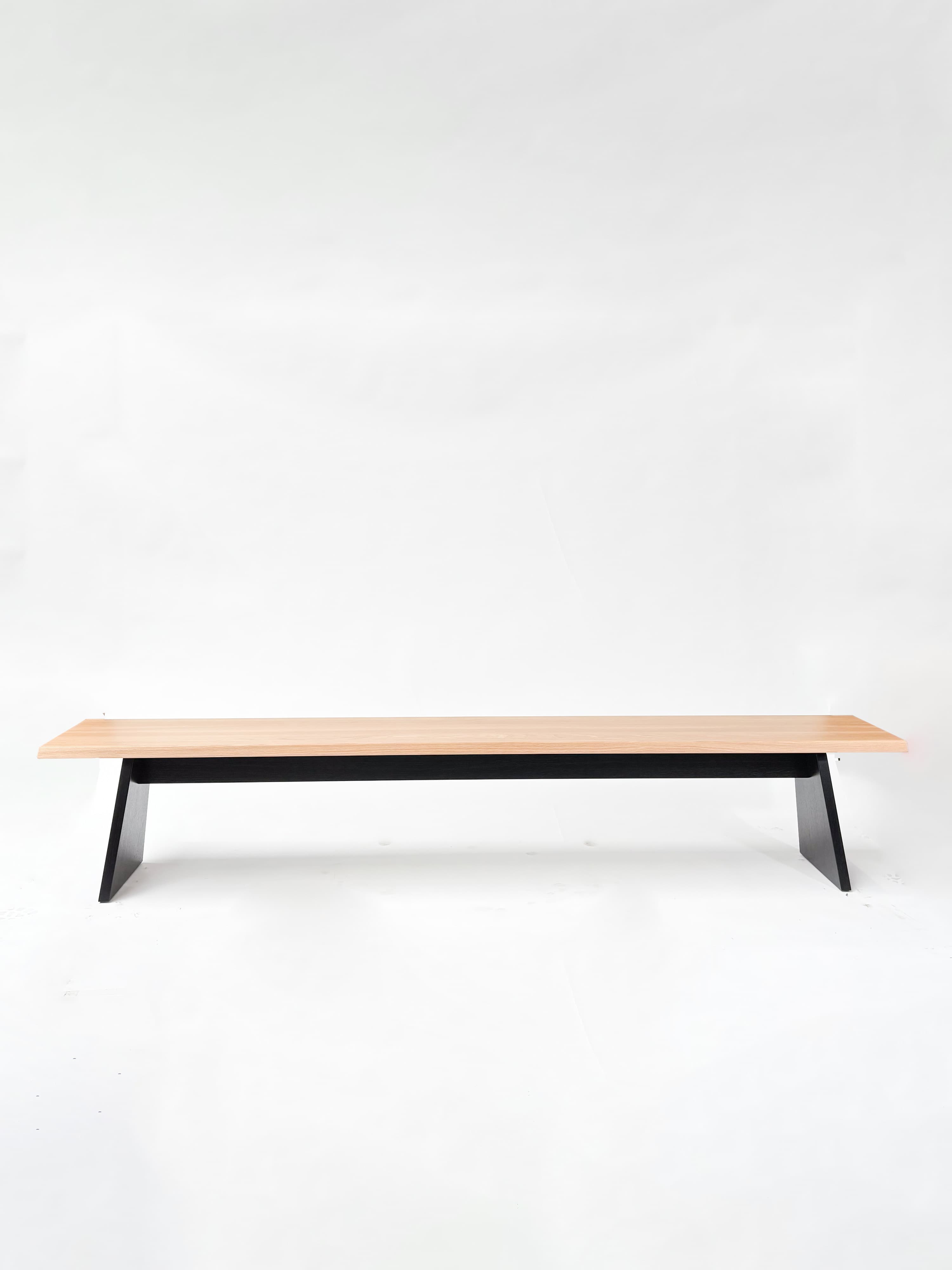 CRUSO Banc en chêne naturel avec piètement noir - 240cm-2