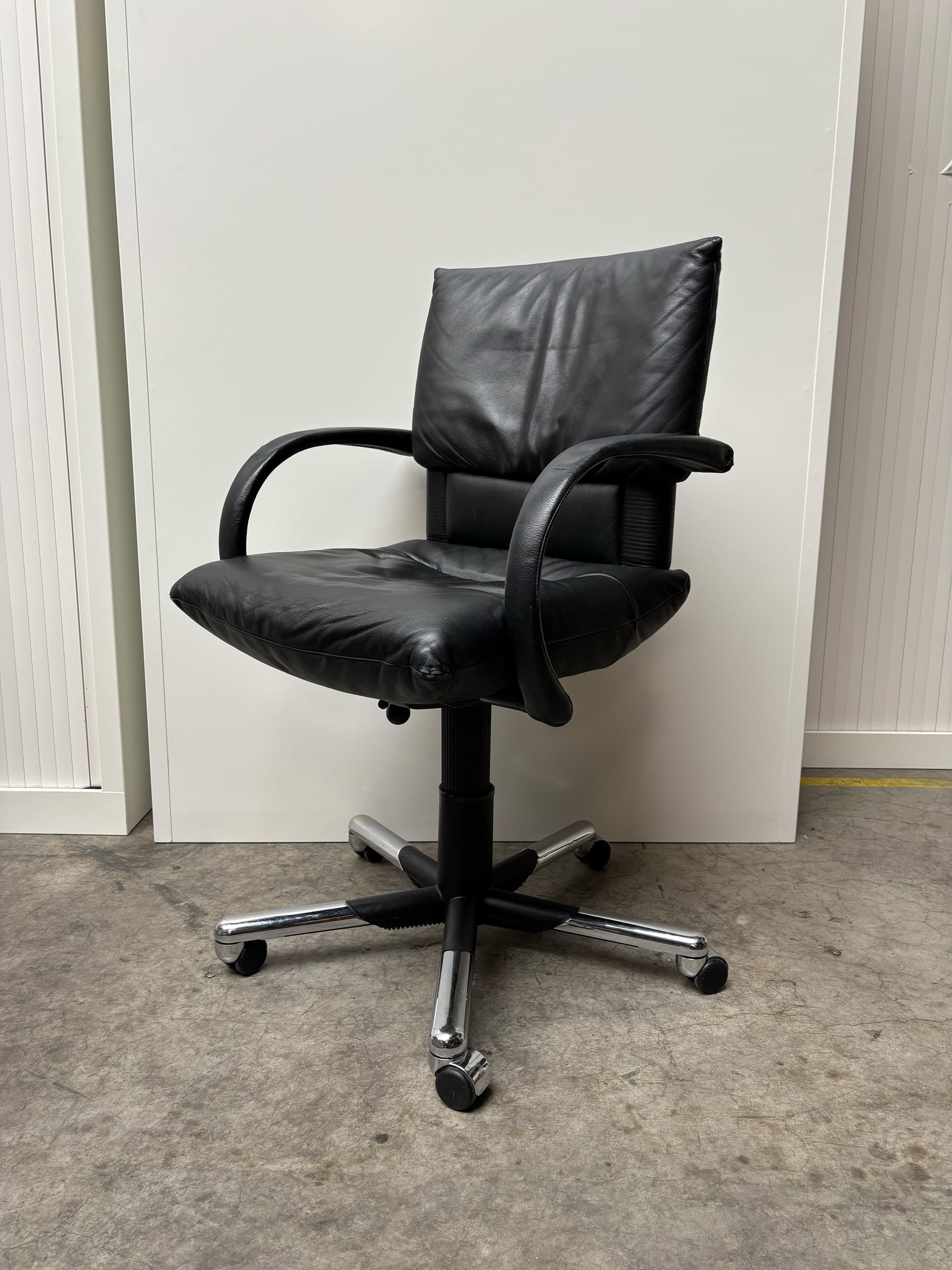 Vitra Black Leather Office Chair with Adjustable Features-6