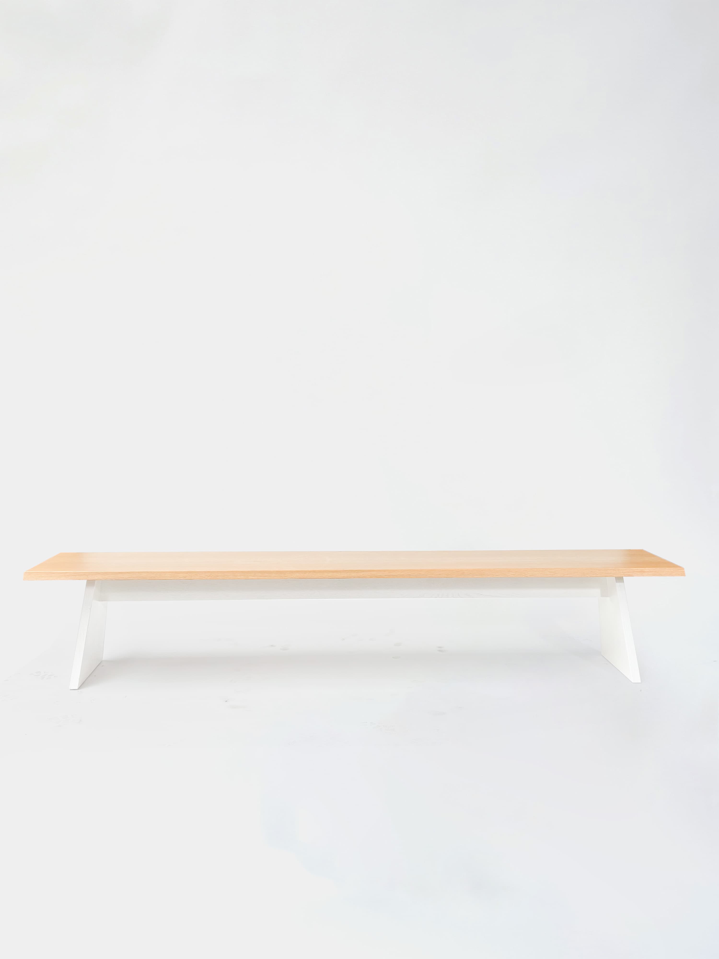 CRUSO Natural Oak Wood Minimalist Bench with White Base - 240cm-2