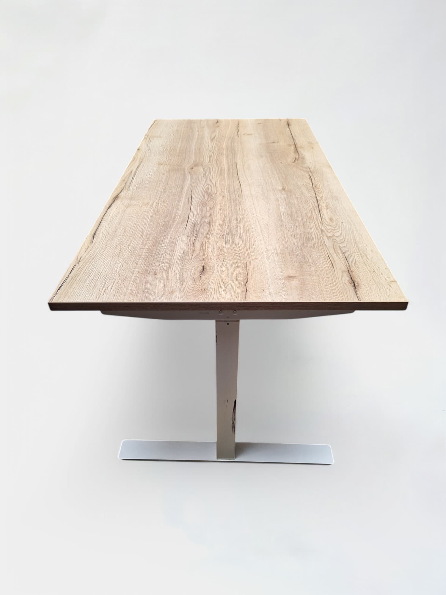 160cm Light Wood Laminate Desk with thin metallic legs and Adjustable Height and black manivel-1