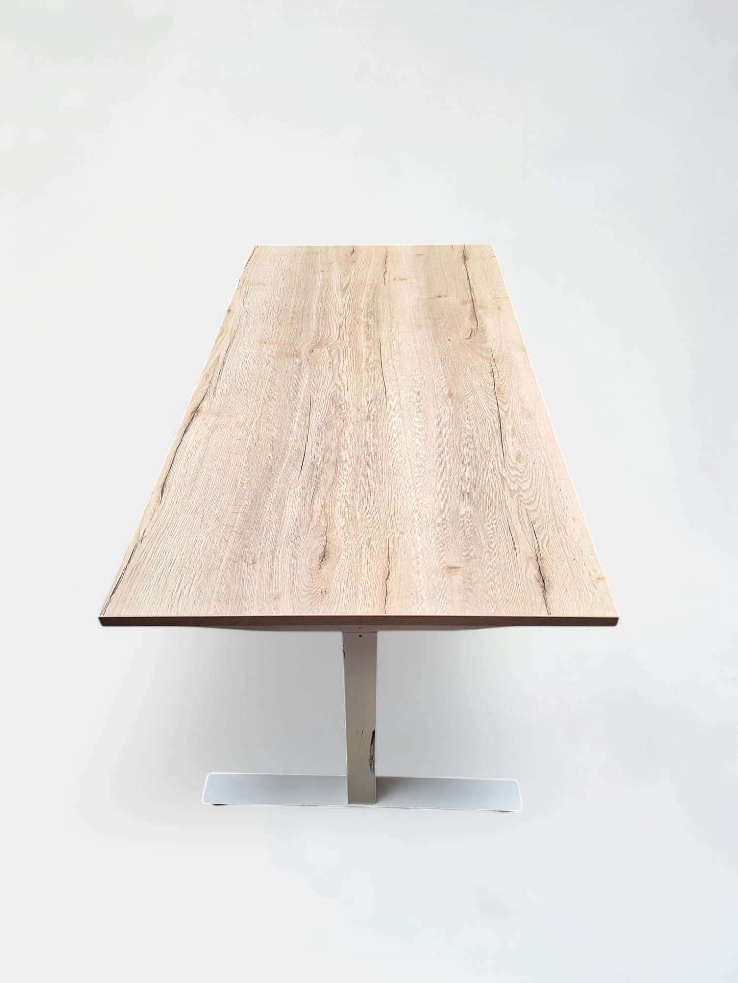 160cm Light Wood Laminate Desk with thin metallic legs and Adjustable Height and black manivel-2