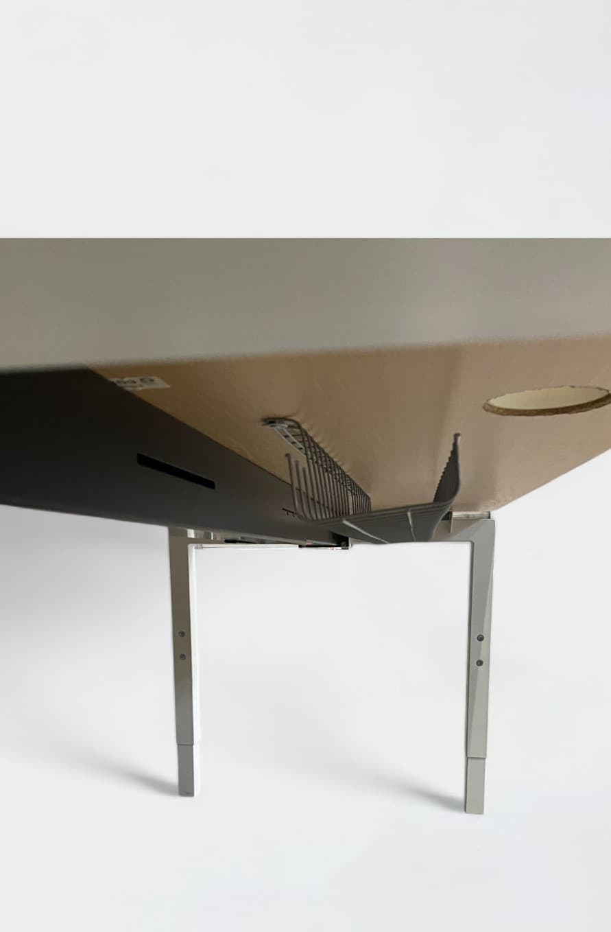 160cm Light wood laminate desk with adjustable metal legs and cable management top access-0