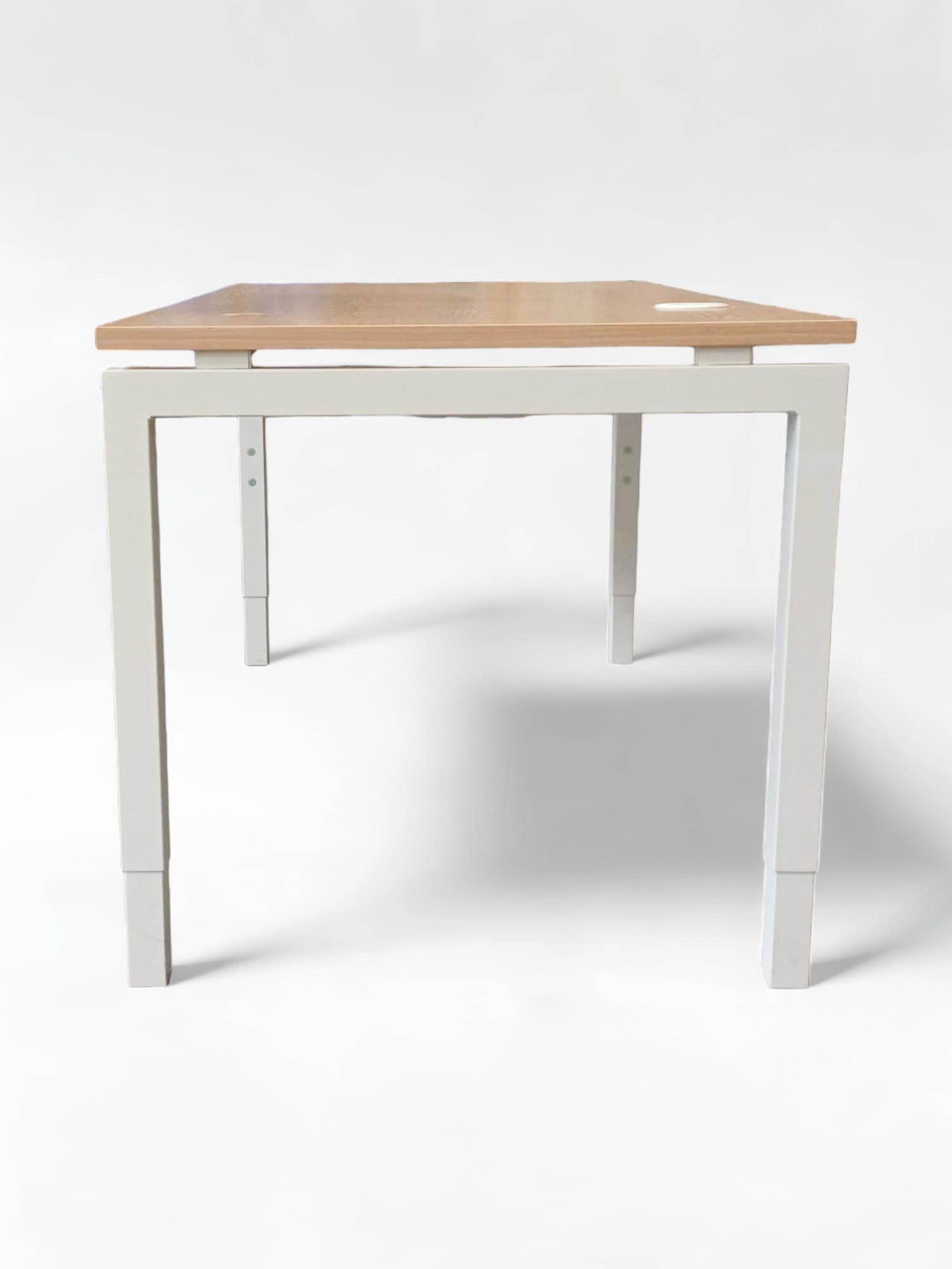 160cm Light wood laminate desk with adjustable metal legs and cable management top access-2