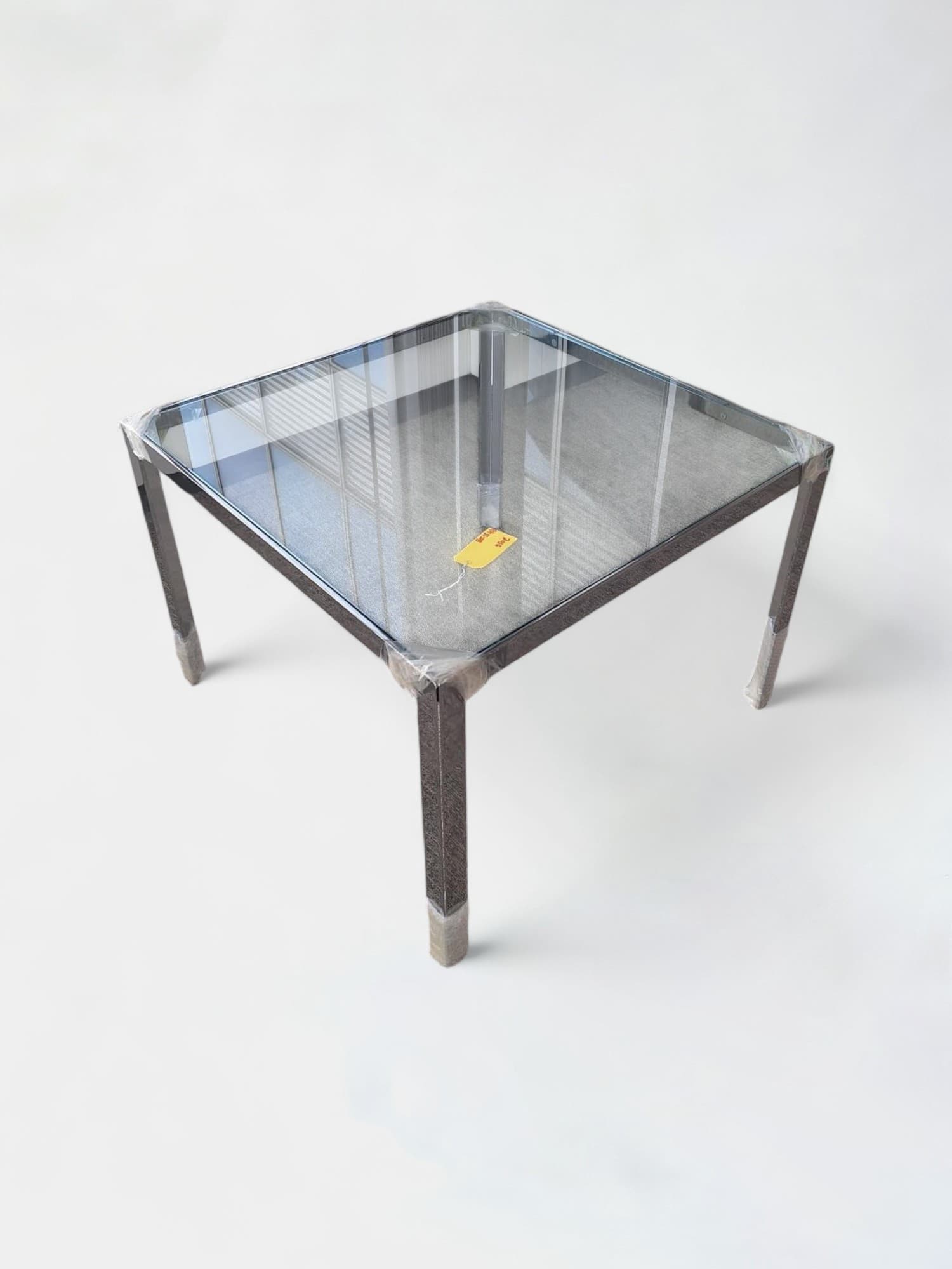Monica Armani glass square table with metal legs