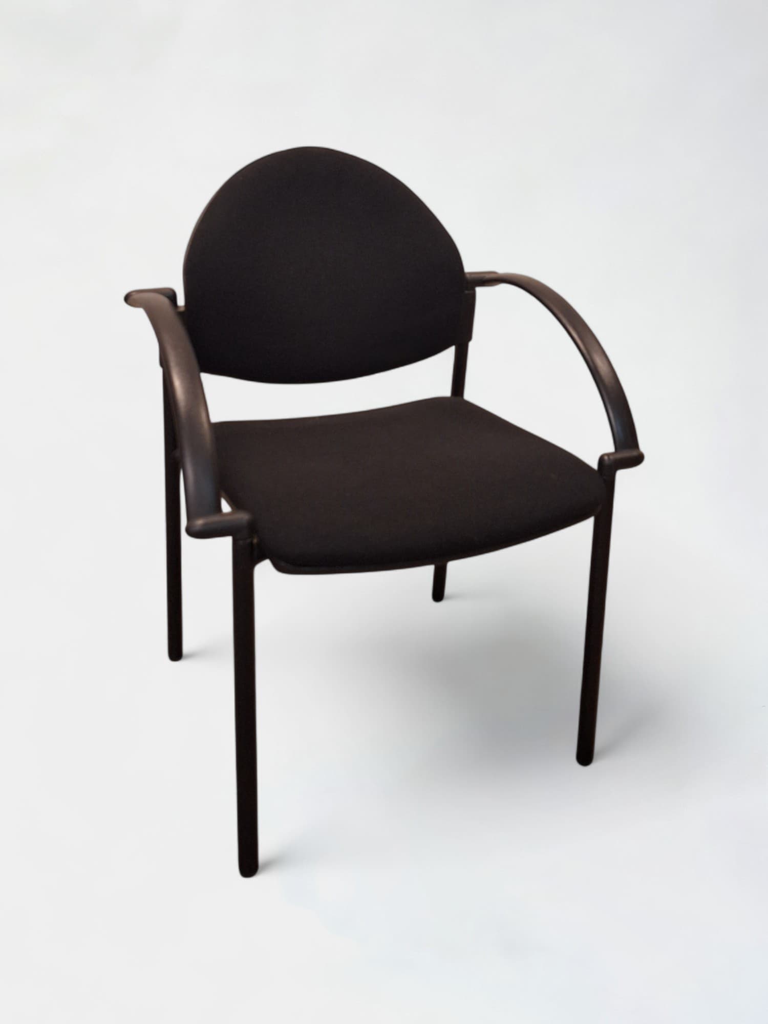 Black fabric chair with rounded top-0