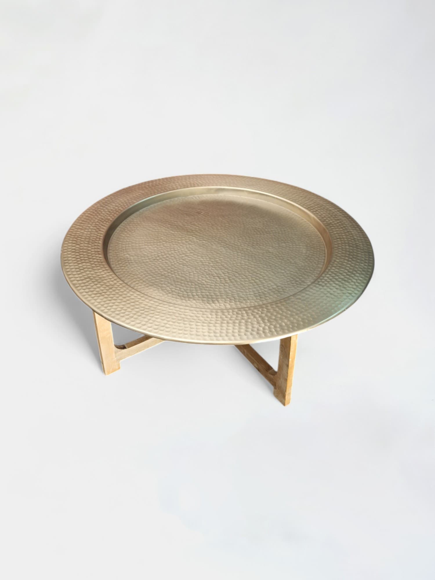 Table basse ronde métallique avec pieds en bois-1