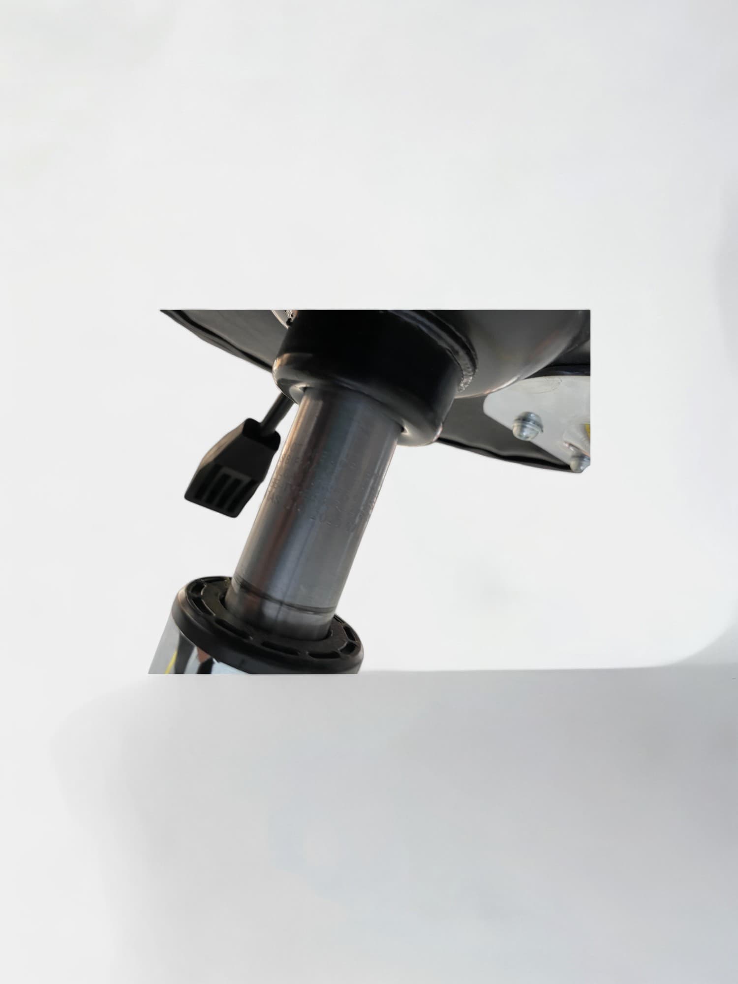 Black synthetic leather stool with wheels-3