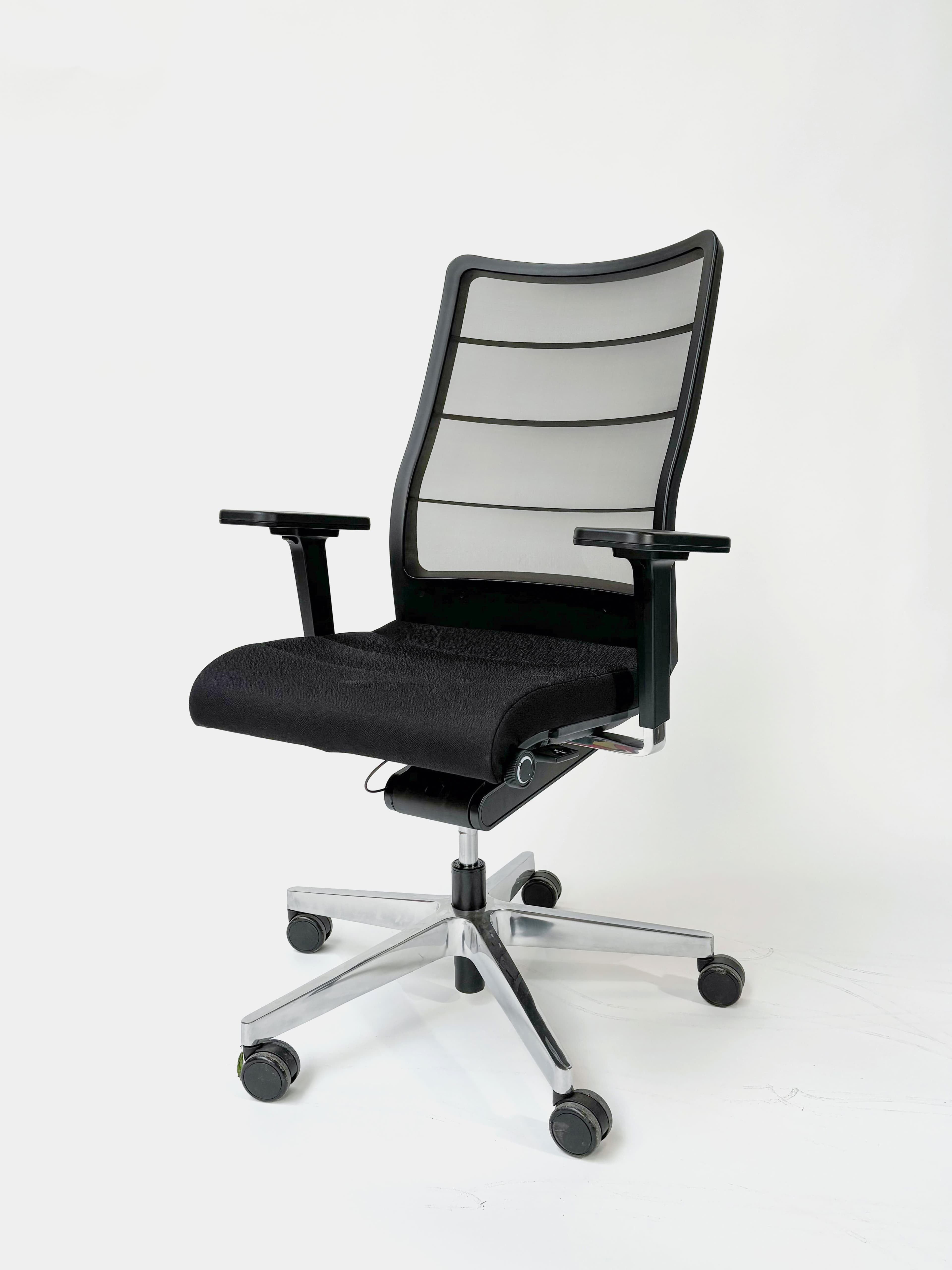 INTERSTUHL Adjustable black office chair with mesh back on wheels-2