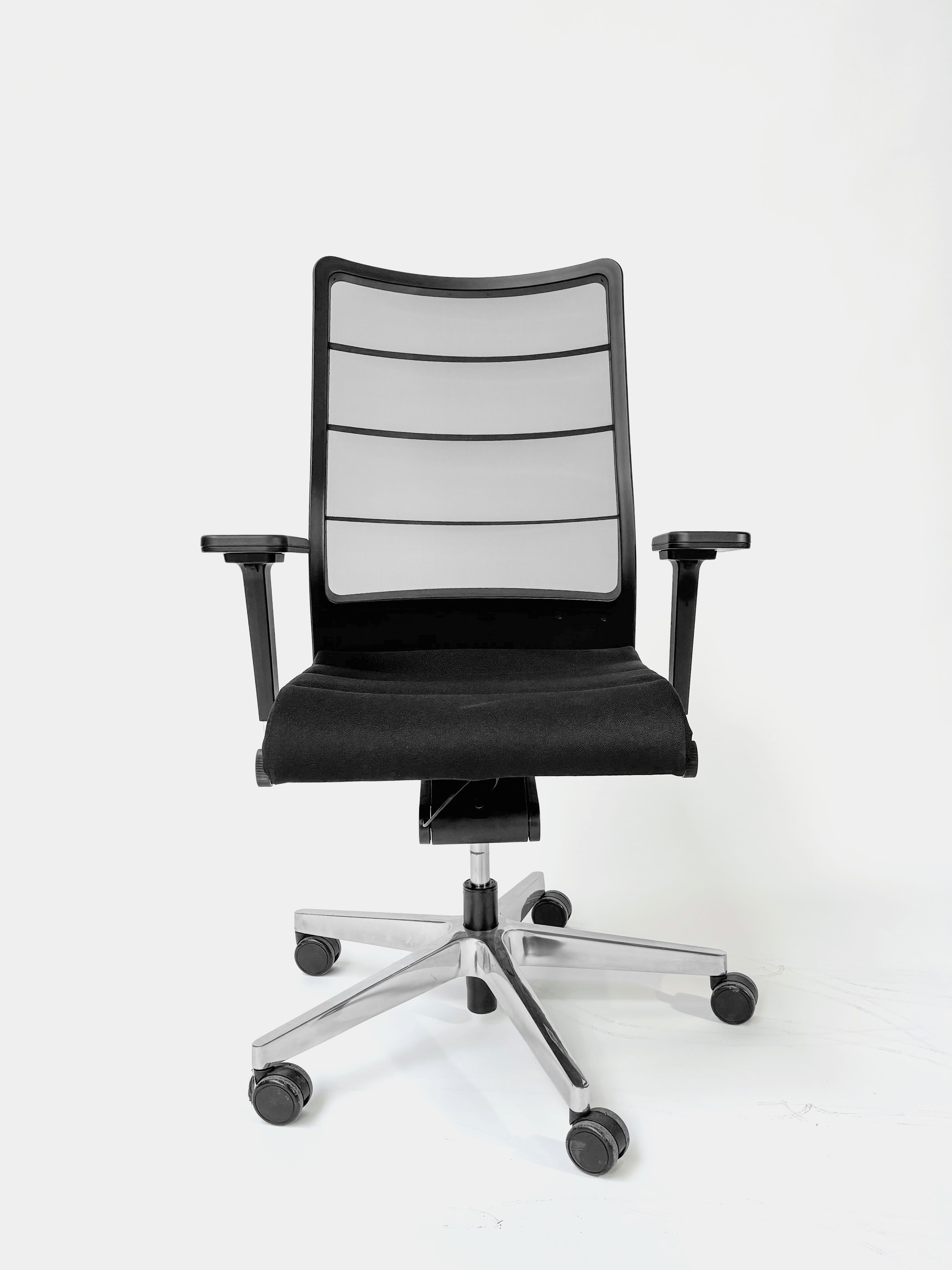 INTERSTUHL Adjustable black office chair with mesh back on wheels-3