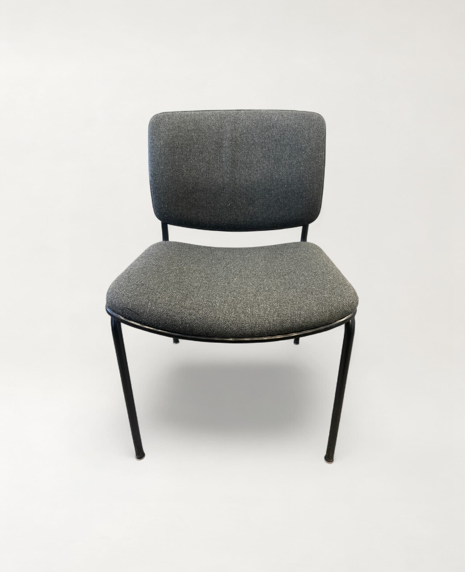 Vintage Gray Fabric Chair with Metal Legs-1