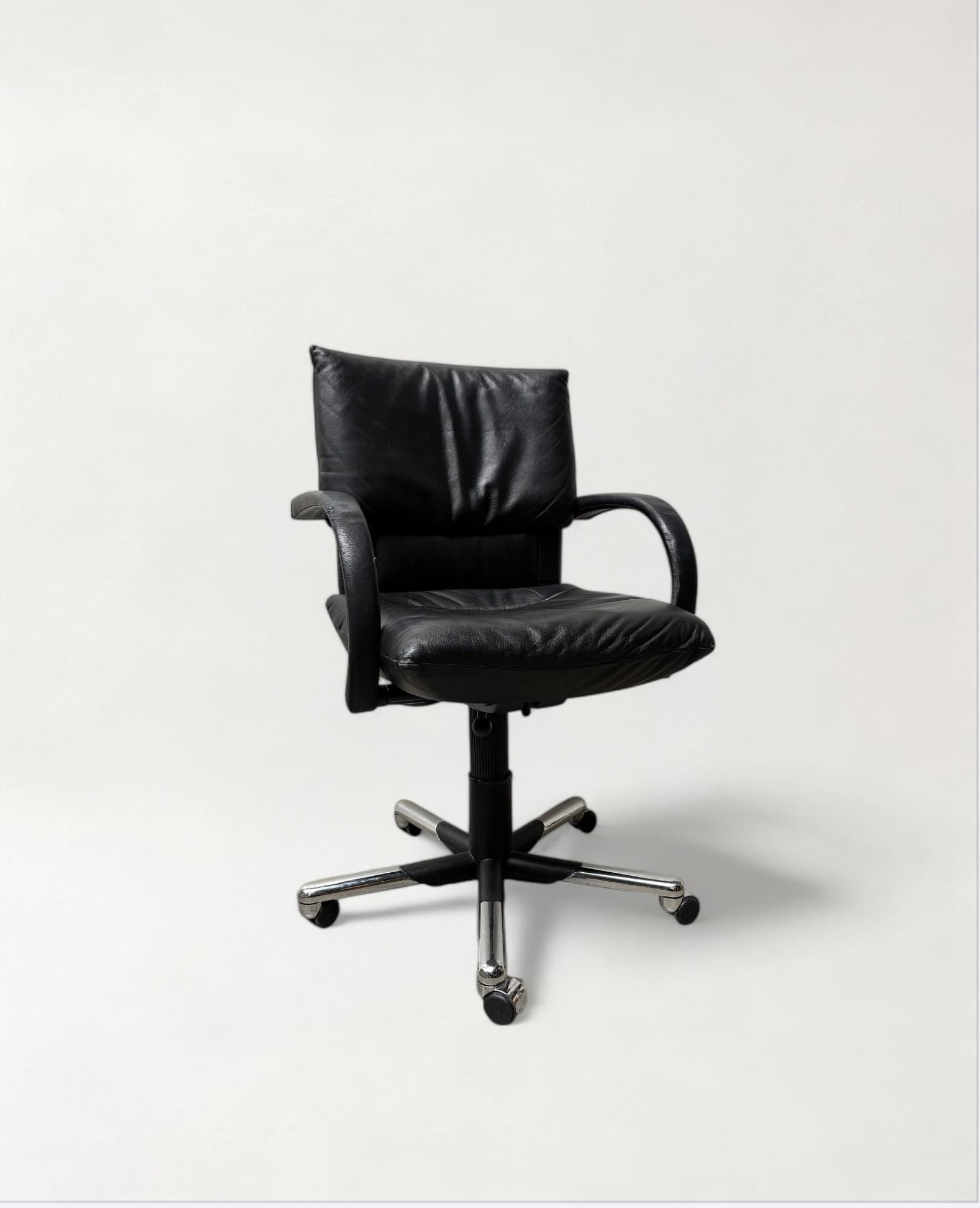 Vitra Black Leather Office Chair with Adjustable Features-0