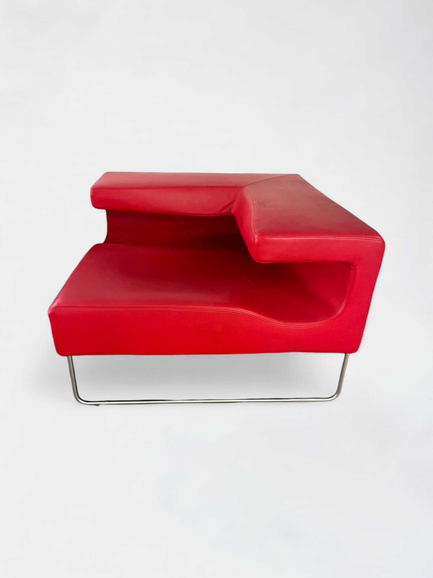 Lowseat armchair corner in red leather by Patricia Urquiola for Moroso, 1999