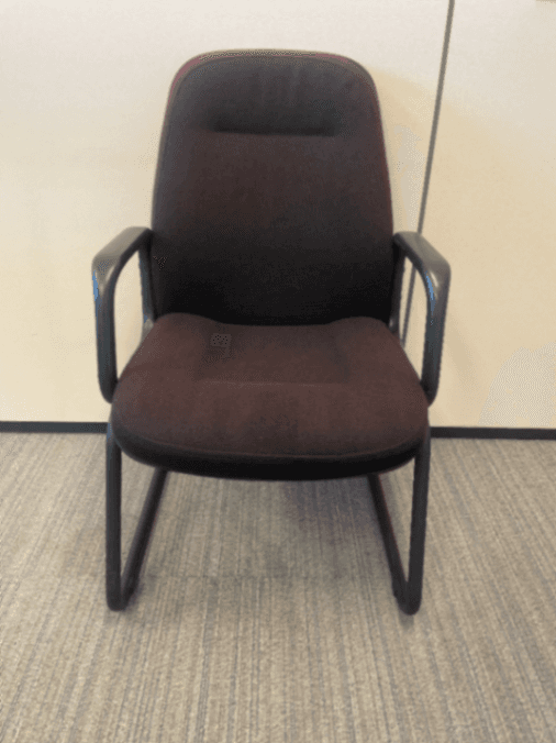Burgundy Fabric Office Chair with Armrests