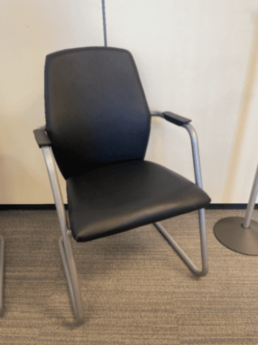 Black Leather Office Chair with Metal Frame
