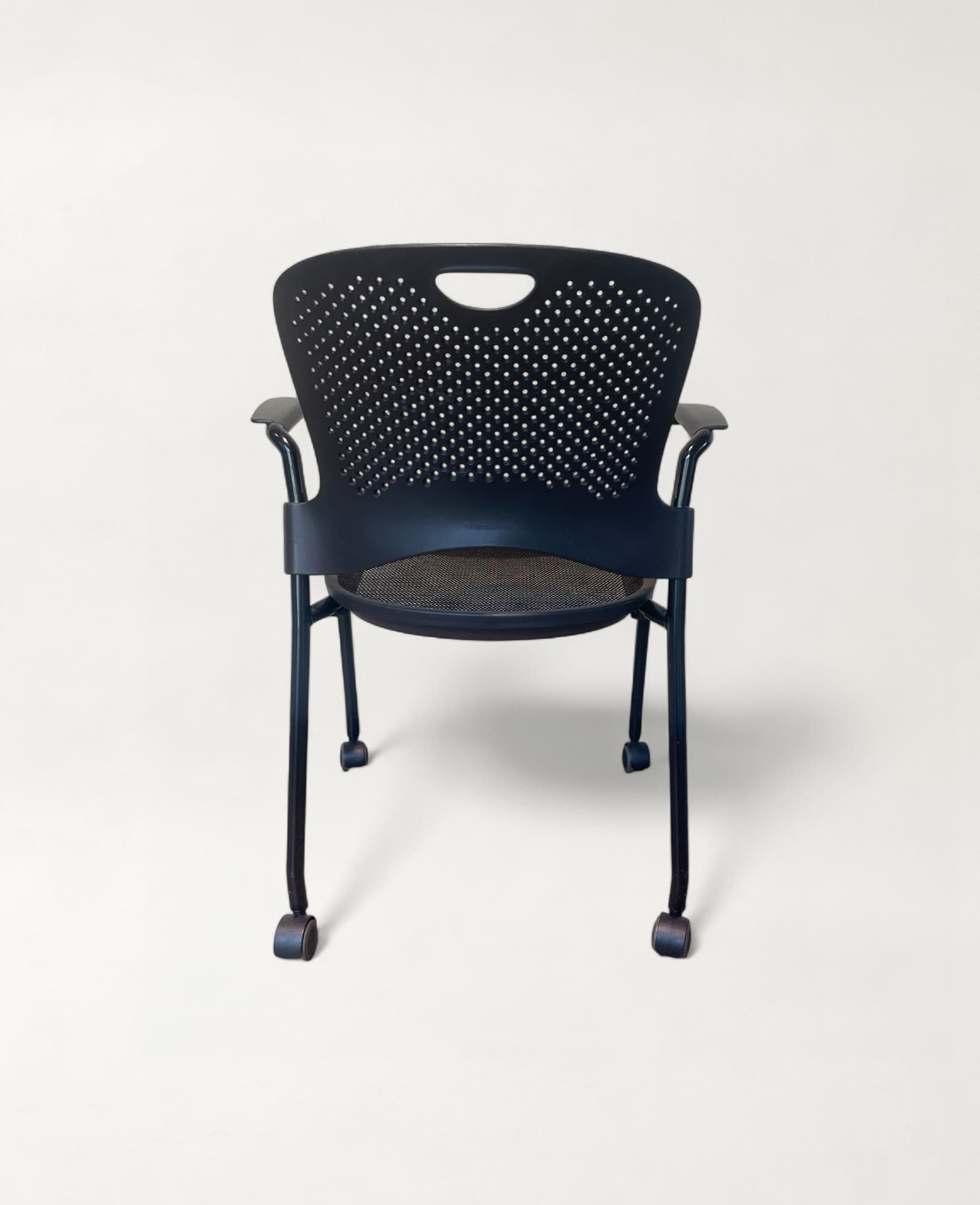 Herman Miller Zwarte Mesh Bureaustoel met Wielen en Armleuningen-4