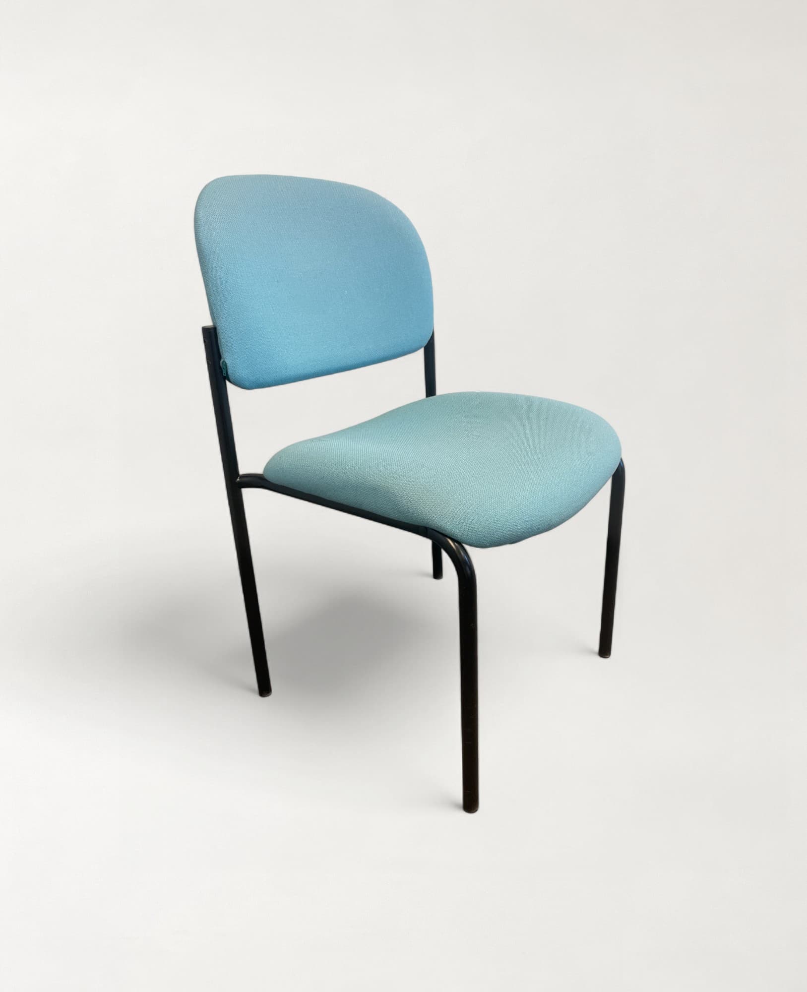 Chaise en tissu sarcelle avec cadre en métal noir-1