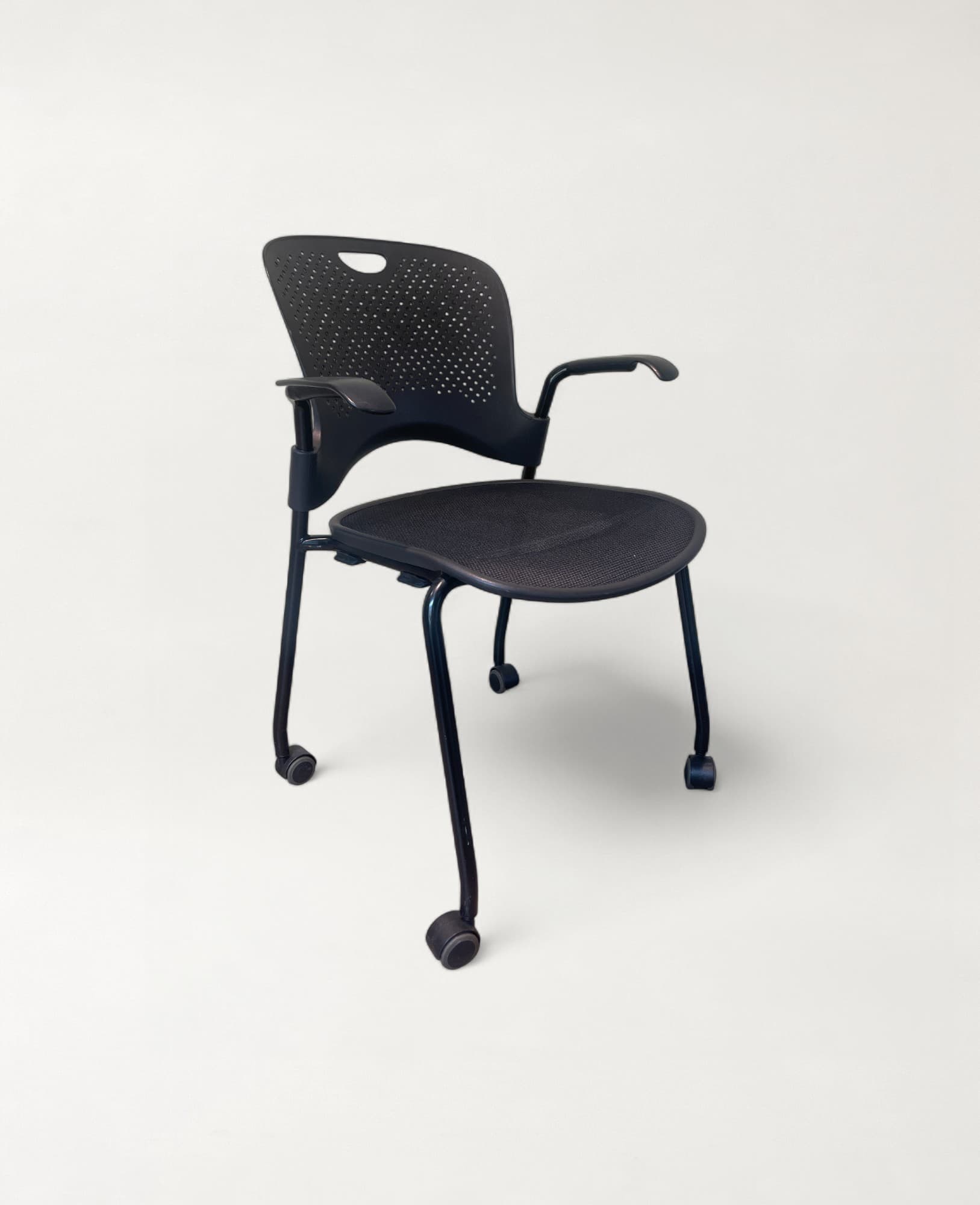 Herman Miller Zwarte Mesh Bureaustoel met Wielen en Armleuningen-3