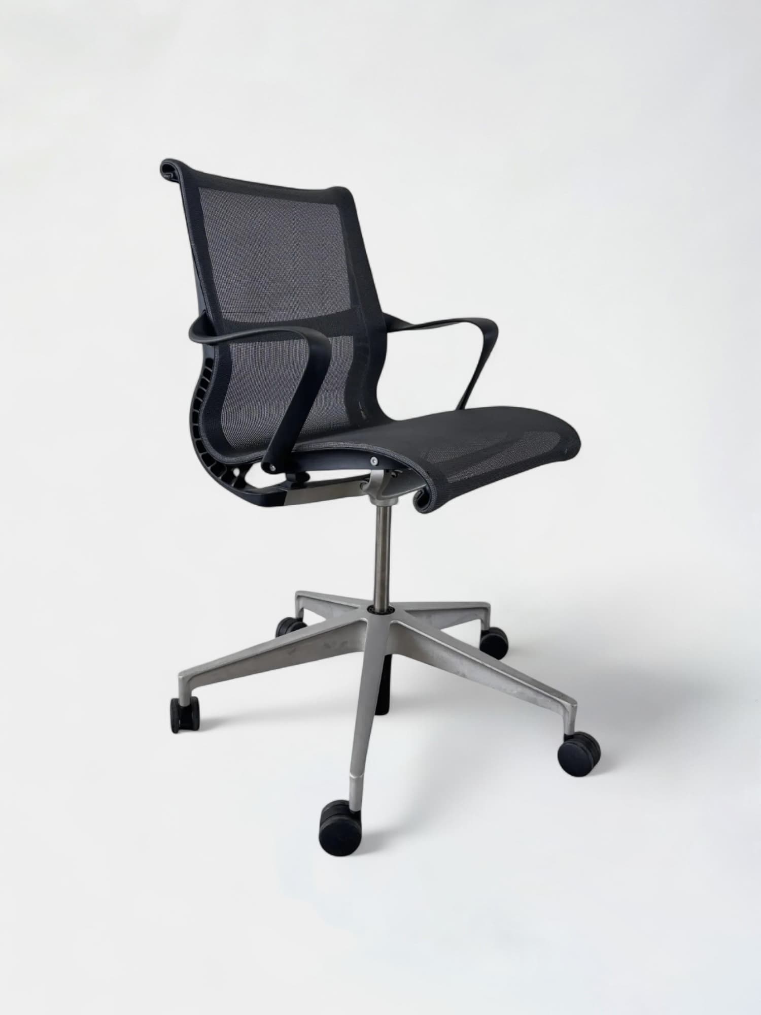 Herman Miller grijze antraciet bureaustoel met armleuning-0