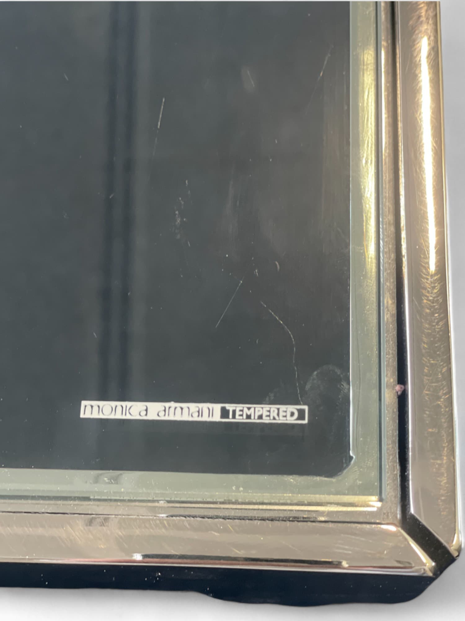 Table carrée en verre Monica Armani avec pieds en métal-2