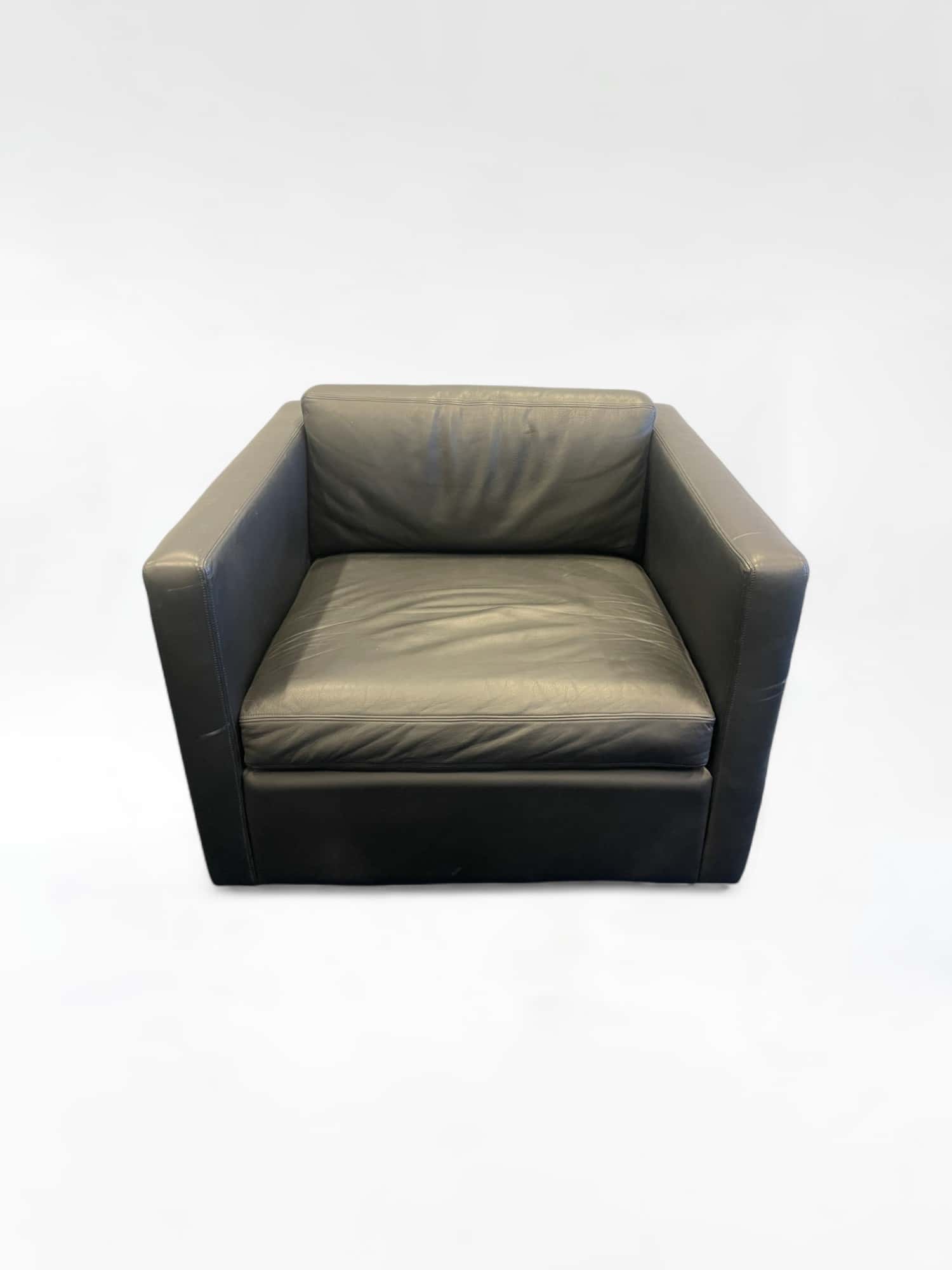 Black Leather Armchair with Contemporary Square Design product image