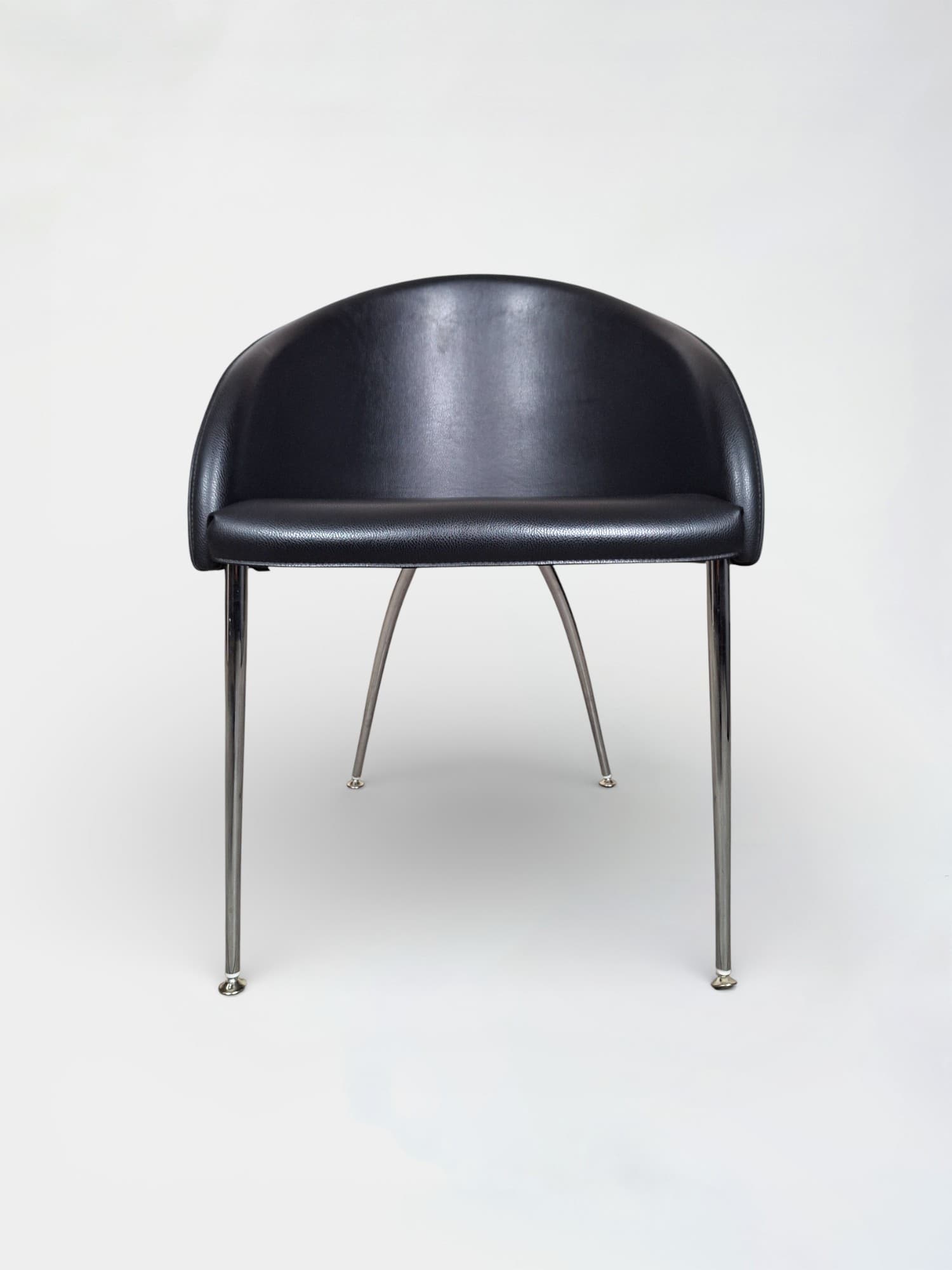 Kastel Kameo Black Leather Accent Chair with Chrome Legs-3