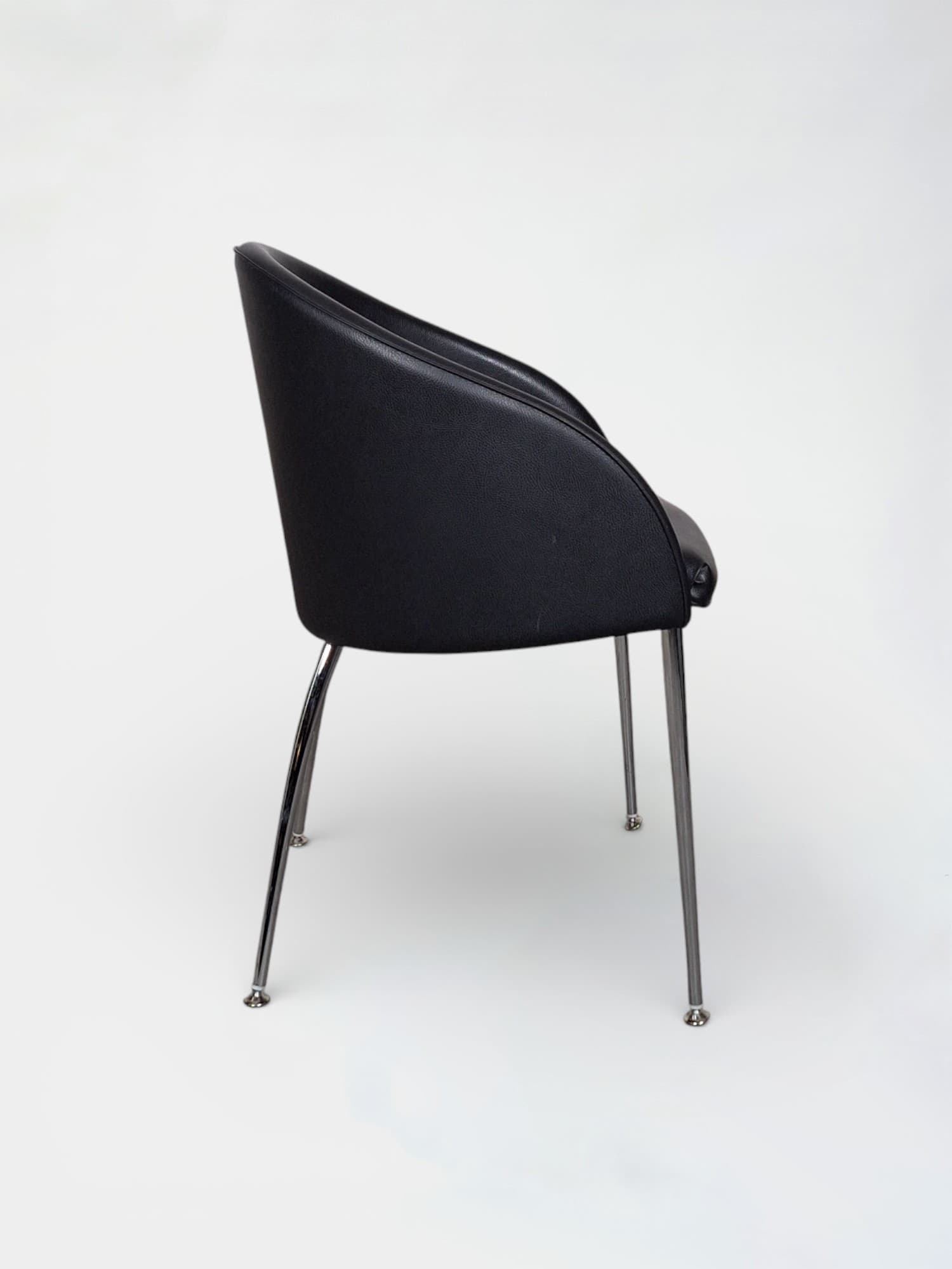 Kastel Kameo Black Leather Accent Chair with Chrome Legs-1