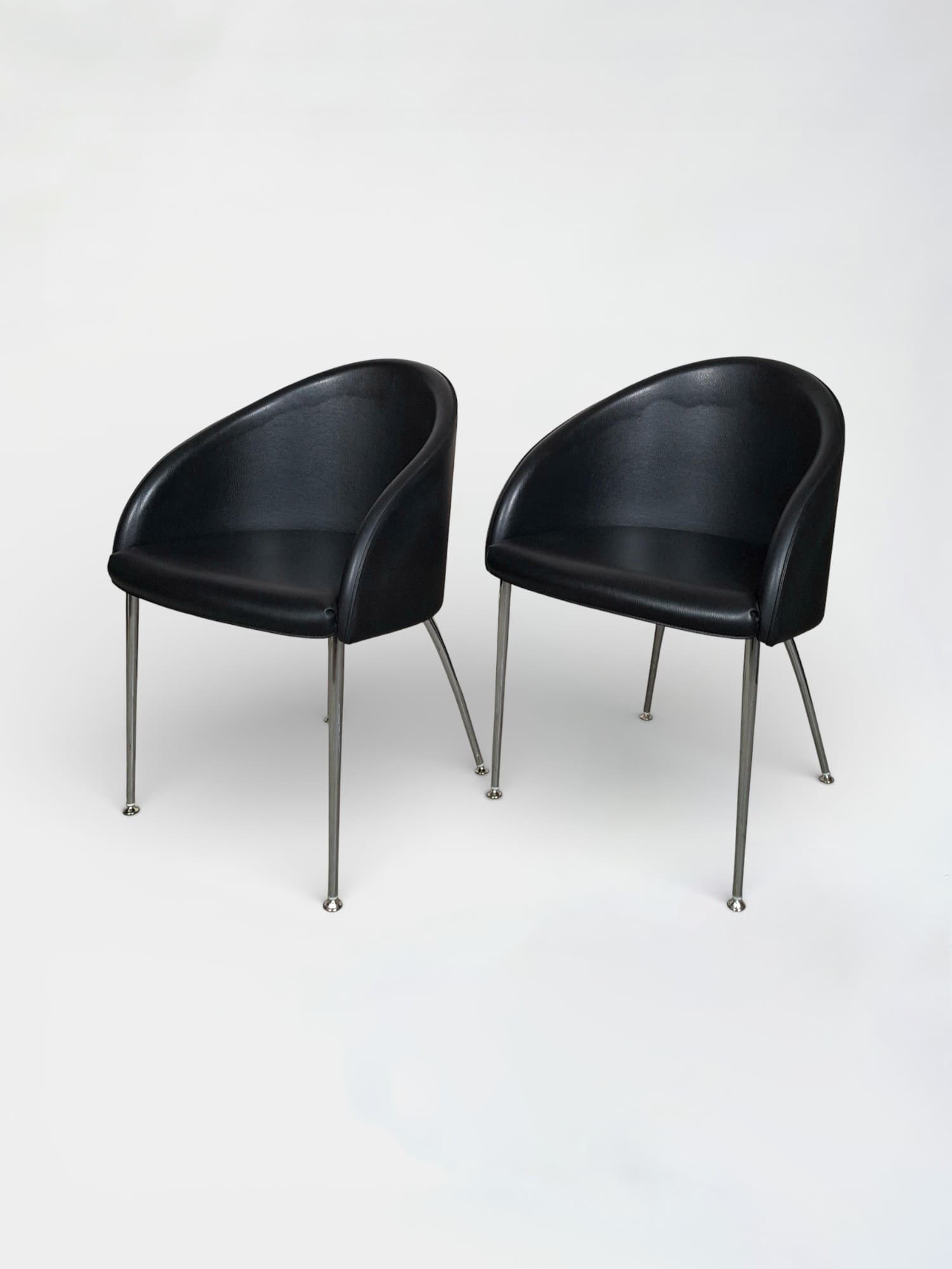 Kastel Kameo Black Leather Accent Chair with Chrome Legs-7