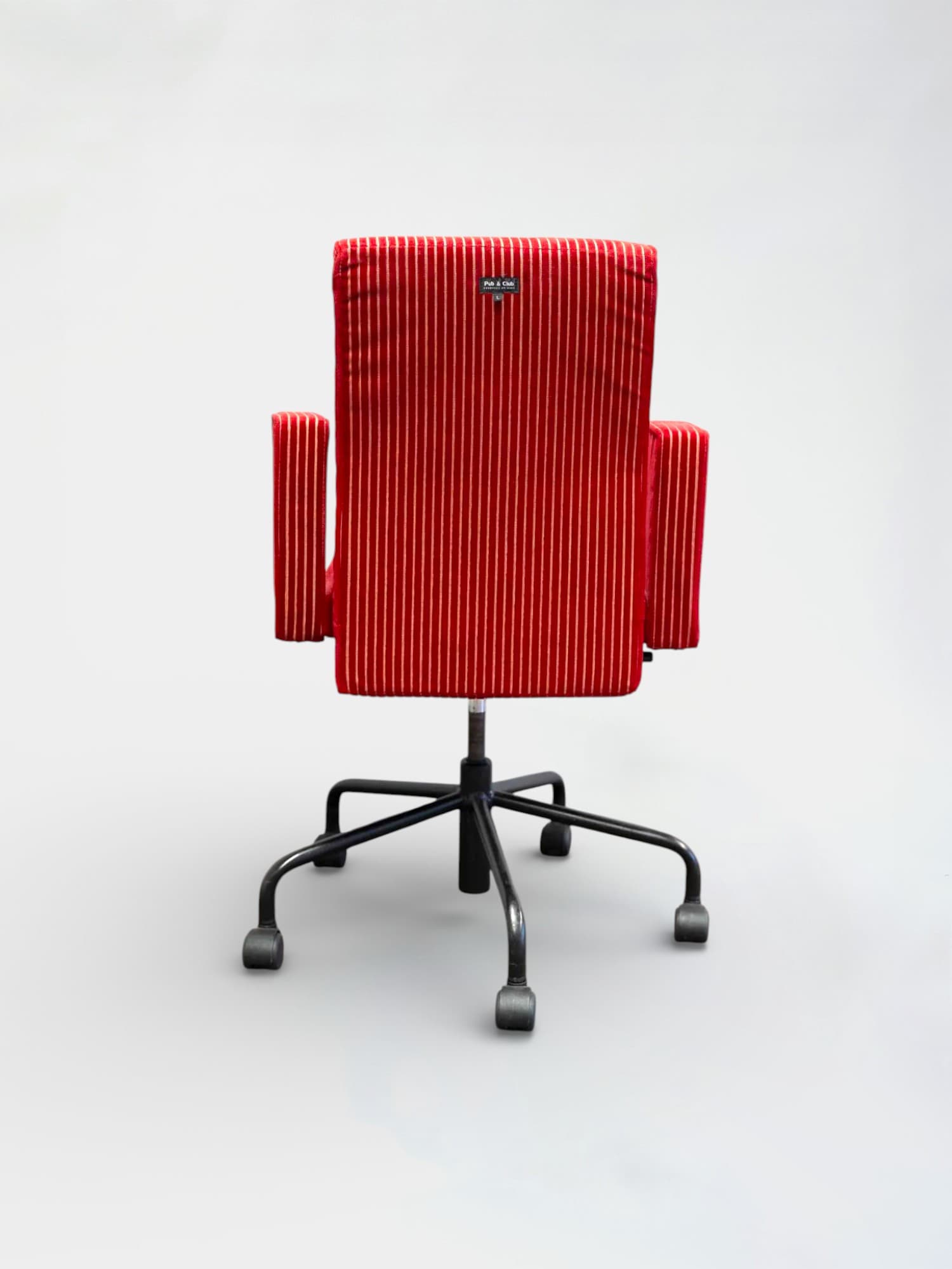 Bulo Pub & Club Red velvet chair on black chromed wheels-4