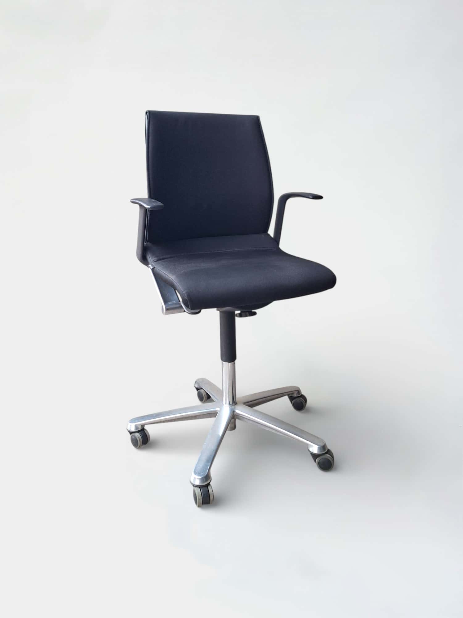 Wilkhahn dark brown office chair on steel wheeled legs product image