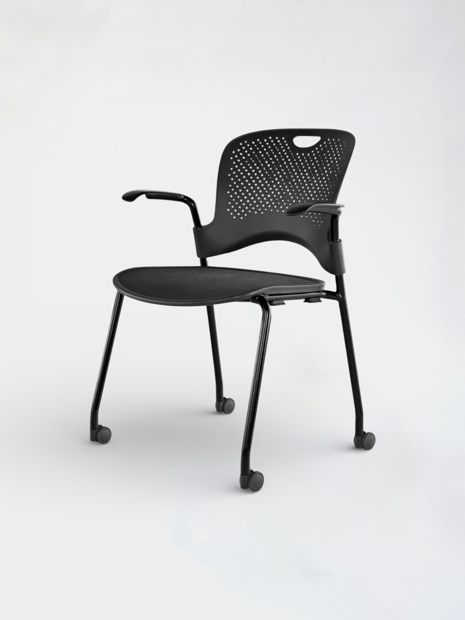 Herman Miller Black Mesh Office Chair with Wheels and Armrests (chaise de bureau en maille noire avec roulettes et accoudoirs)-2