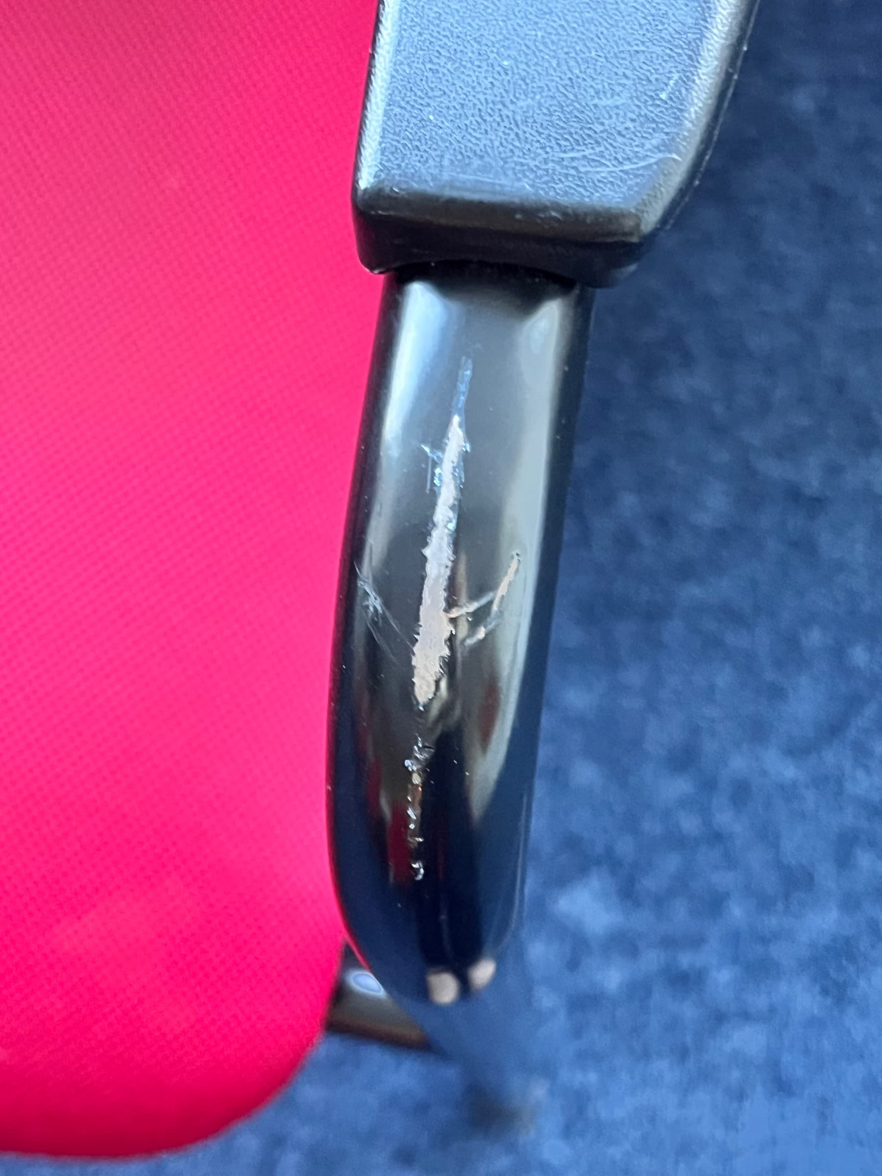 Red fabric office chair with armrests-4