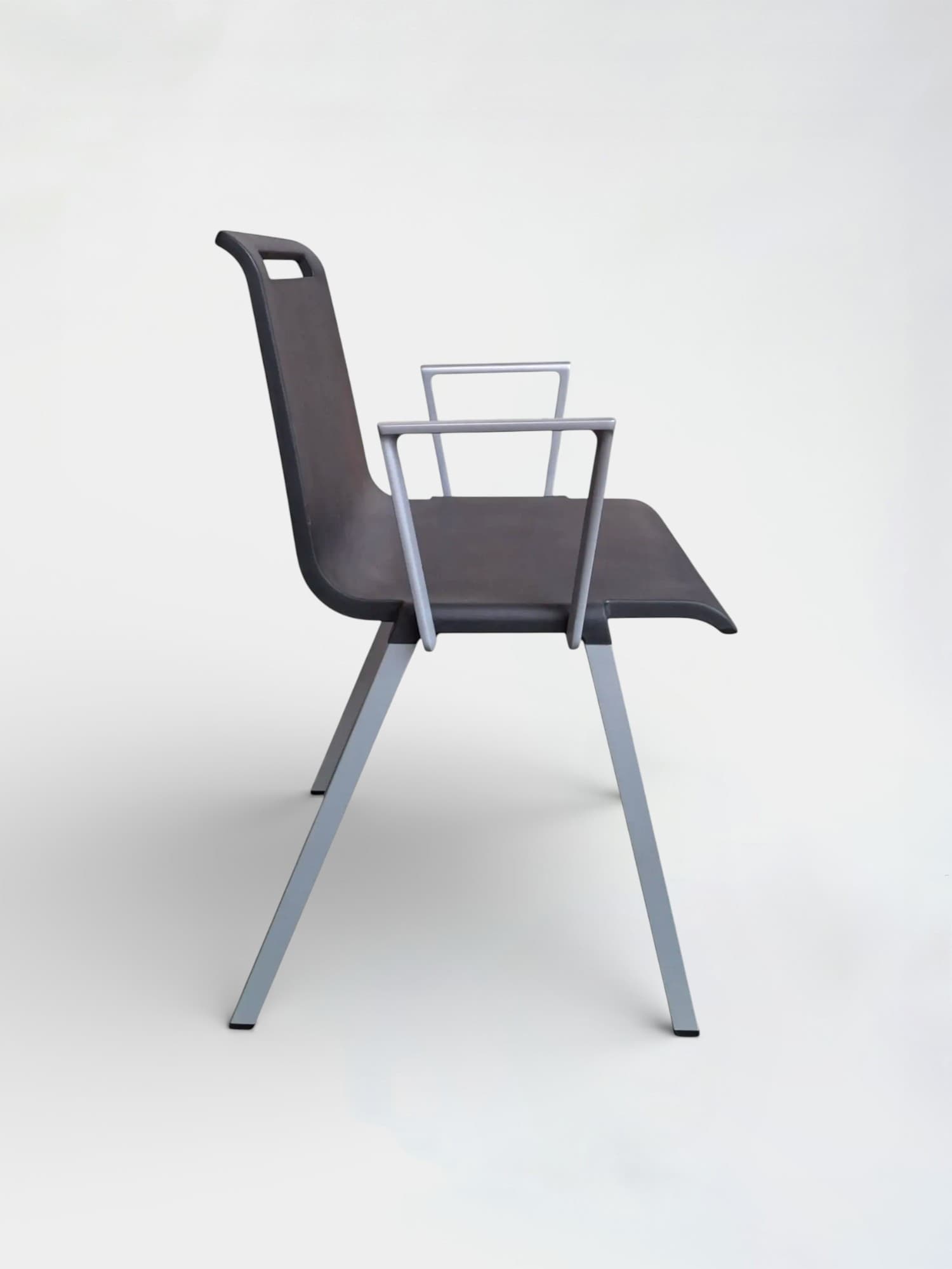 Mitactiu chaise de réunion en plastique gris foncé sans accoudoirs