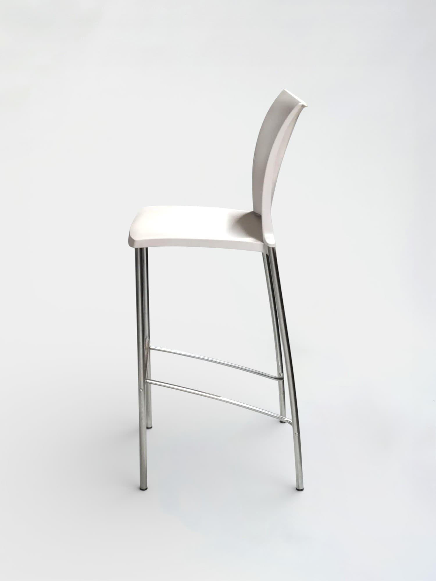 Kusch+Co Chaise de bar haute blanche avec structure chromée et repose-pieds-2