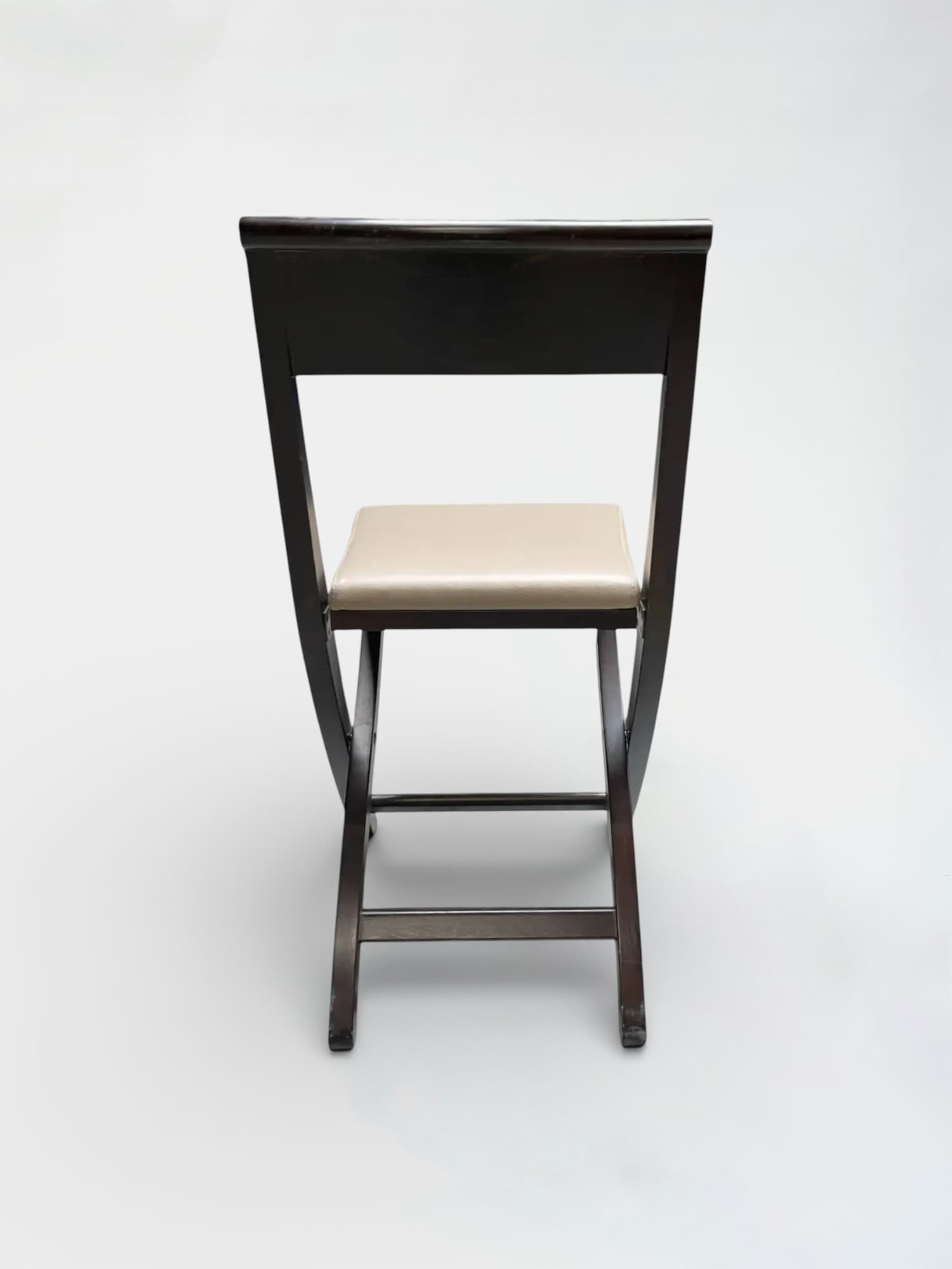 Chaise bois marron foncé, assise beige, style contemporain-2