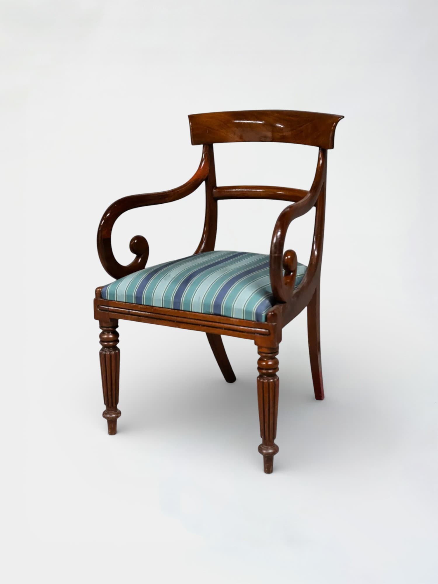 Vintage Wood chair with Blue cushion-4