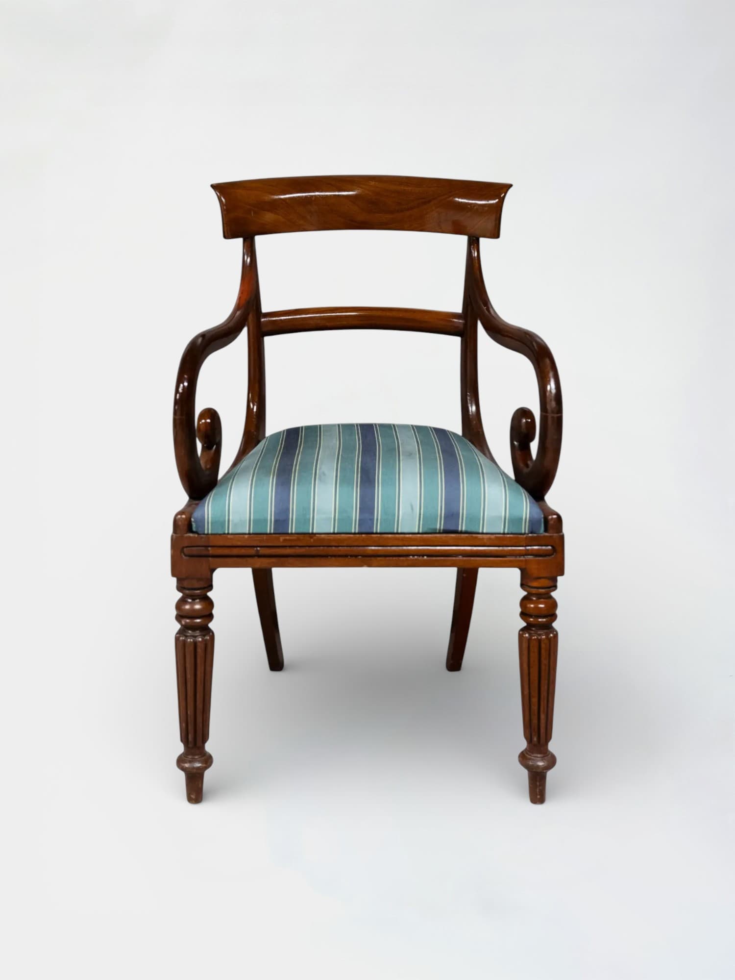 Vintage Wood chair with Blue cushion-1