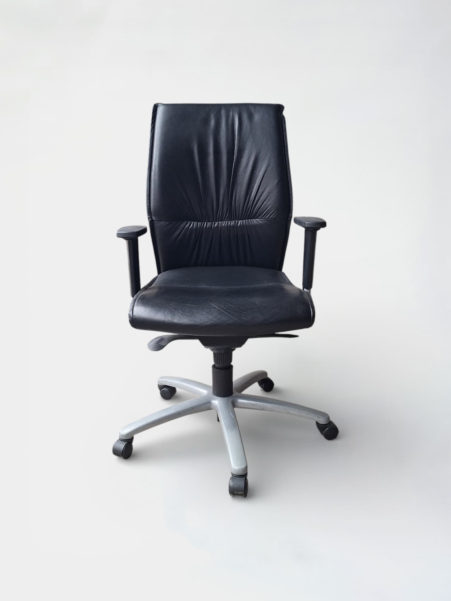 GDB black Leather Office Chair with Adjustable Armrests-1