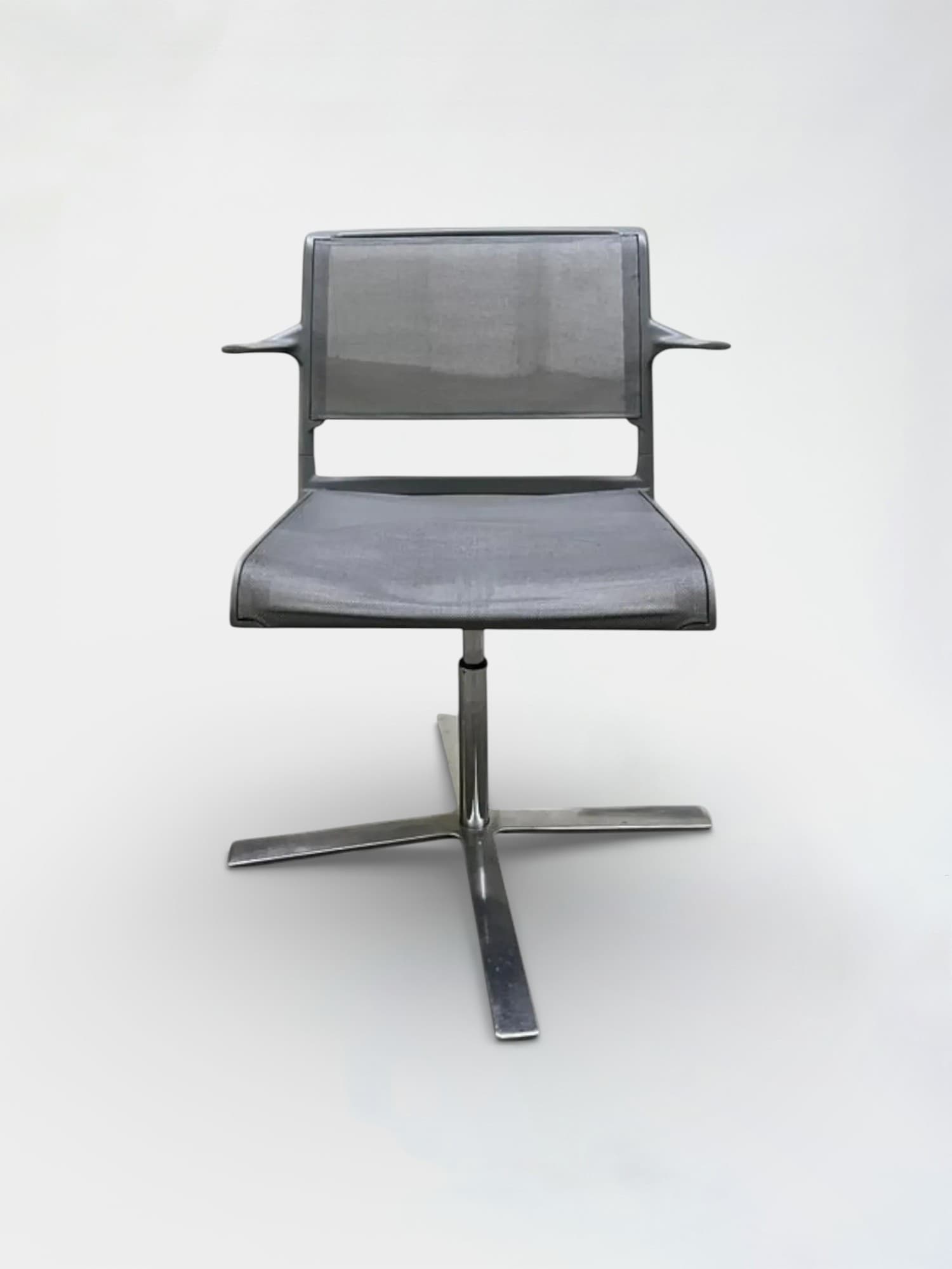 Wilkhahn Gray Mesh meeting Chair with Swivel Base-1