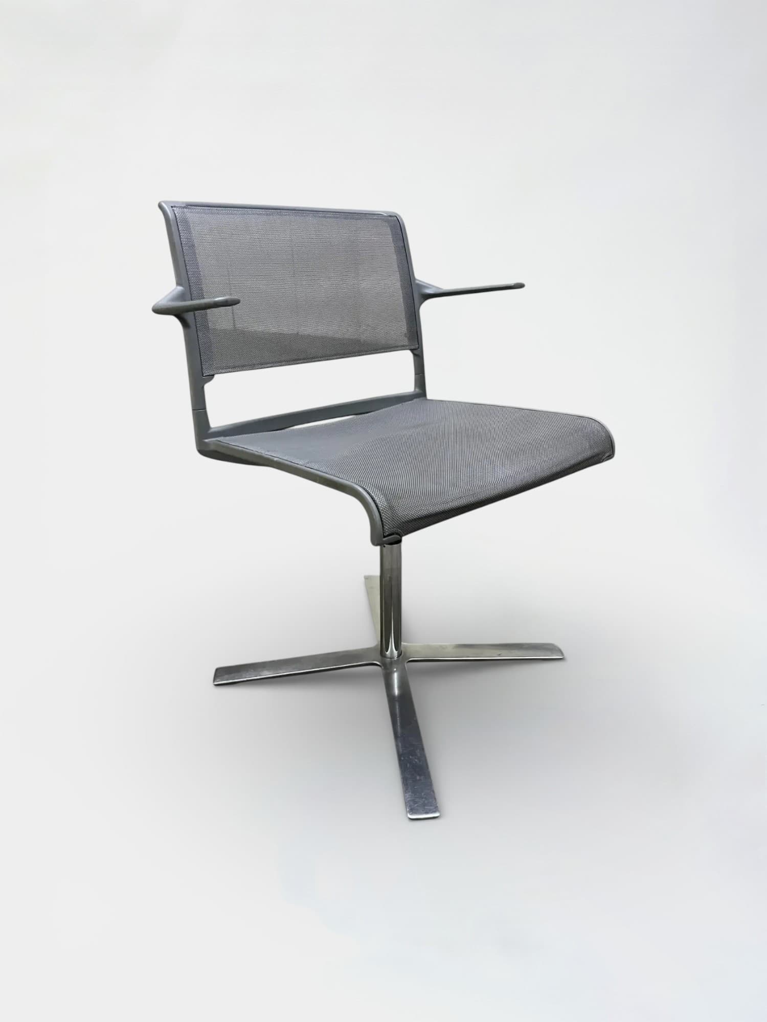 Wilkhahn Gray Mesh meeting Chair with Swivel Base-0