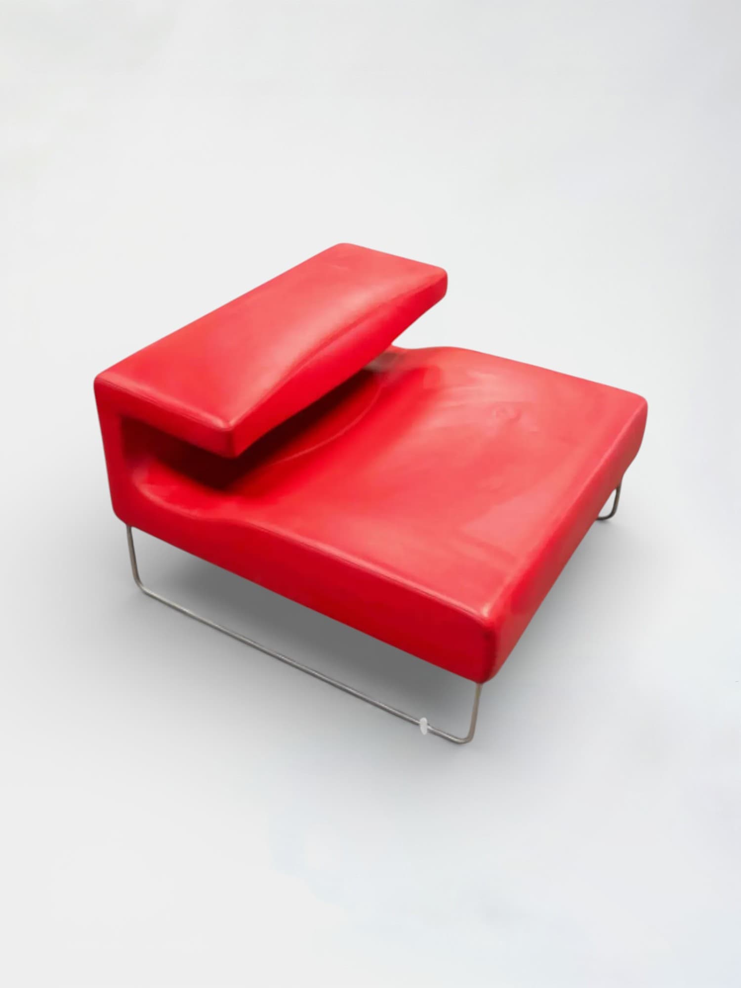 Lowseat armchair in red leather by Patricia Urquiola for Moroso, 1999-0