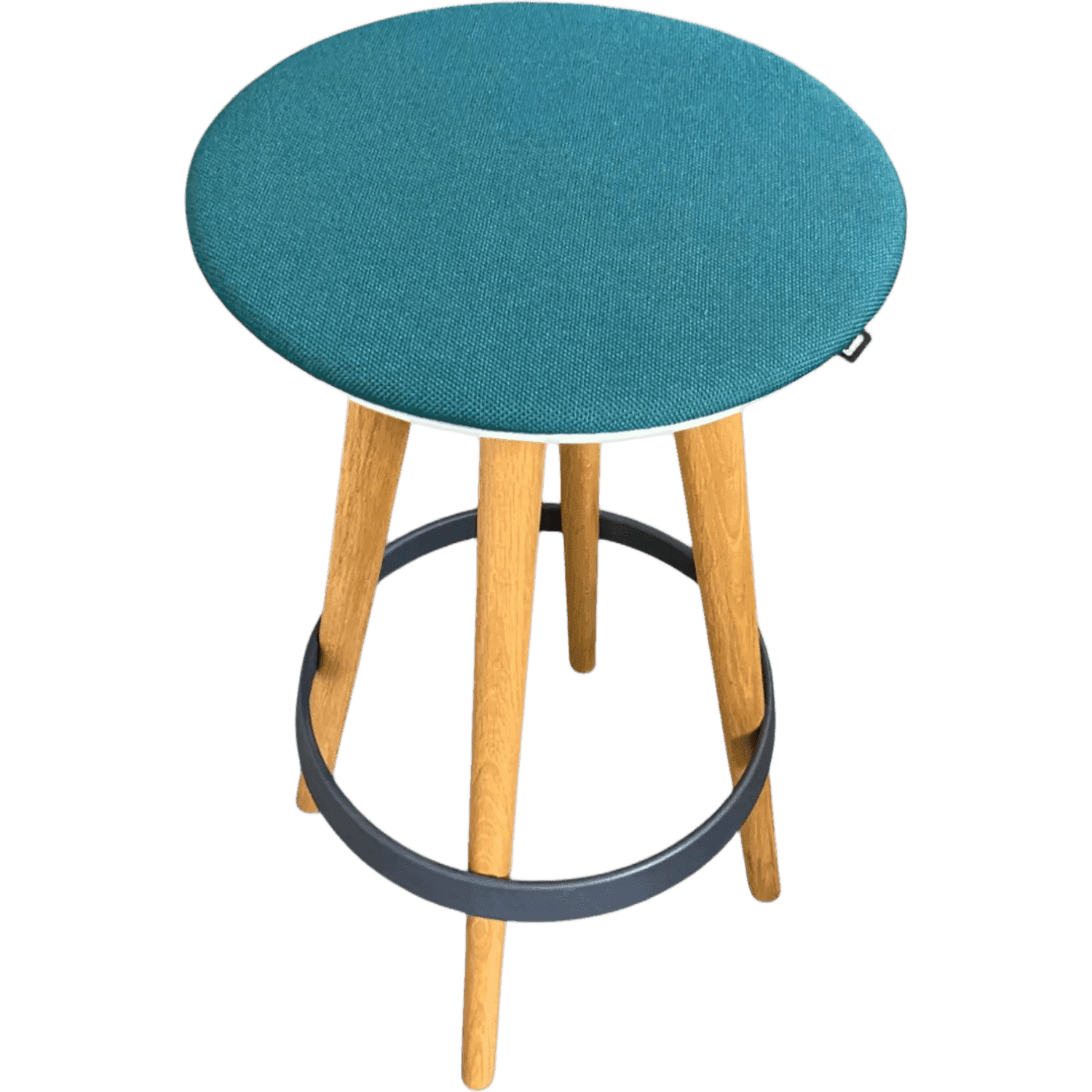 BENE Timba blue-green high stool on wood legs with metal footrest product image