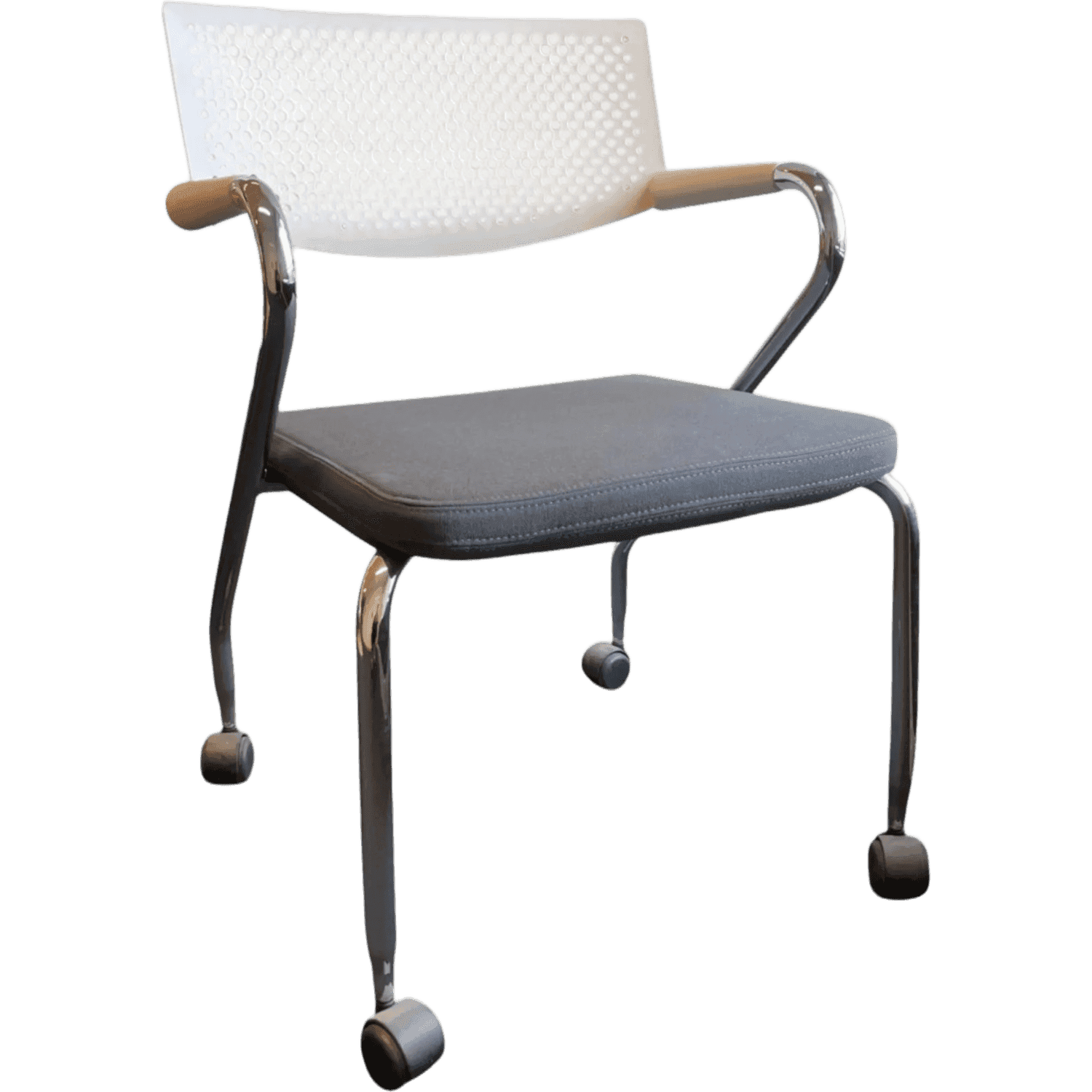 Vitra Visaroll Grey meeting chair with white back product image