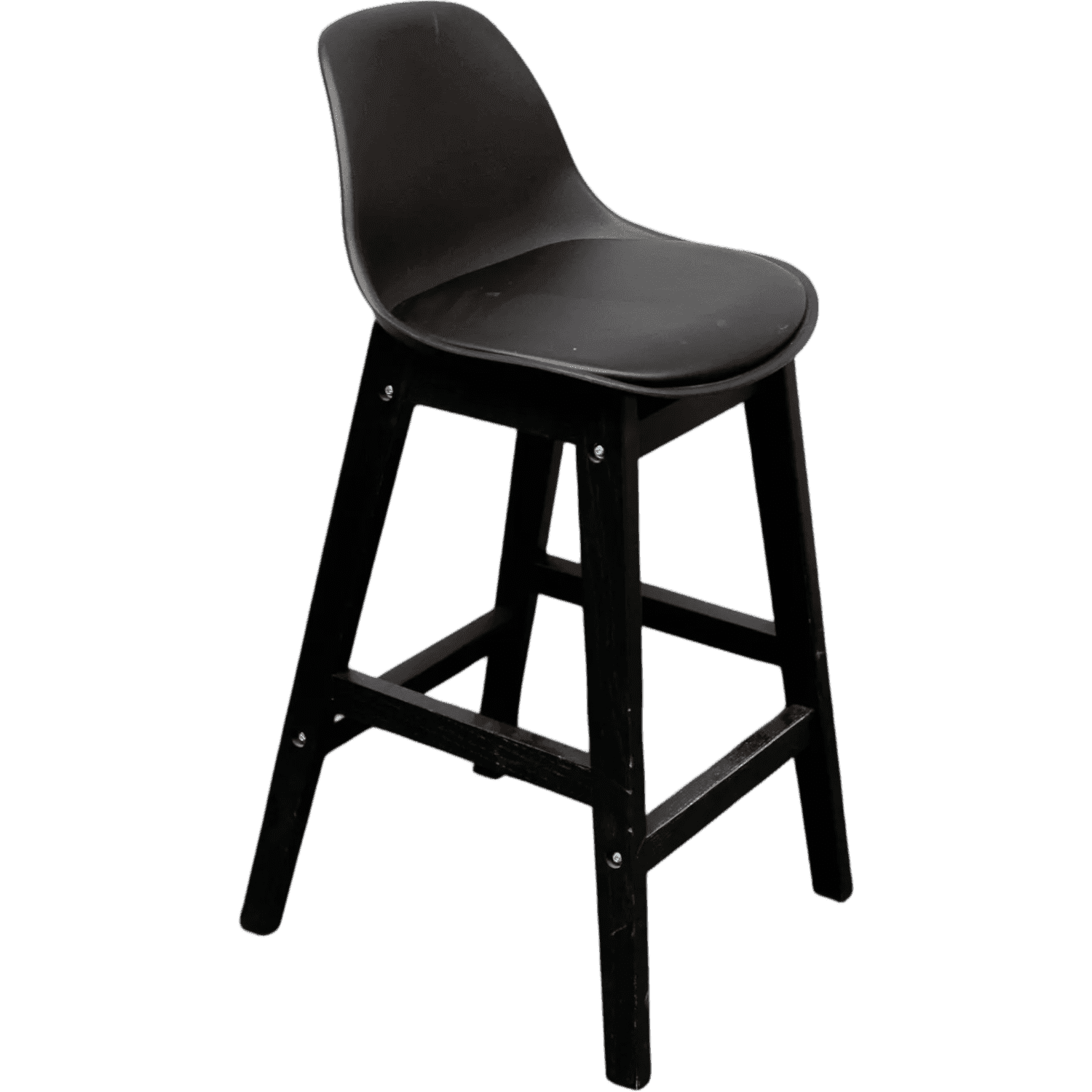 75cm Black wood stool with plastic and synthetic leather seat product image