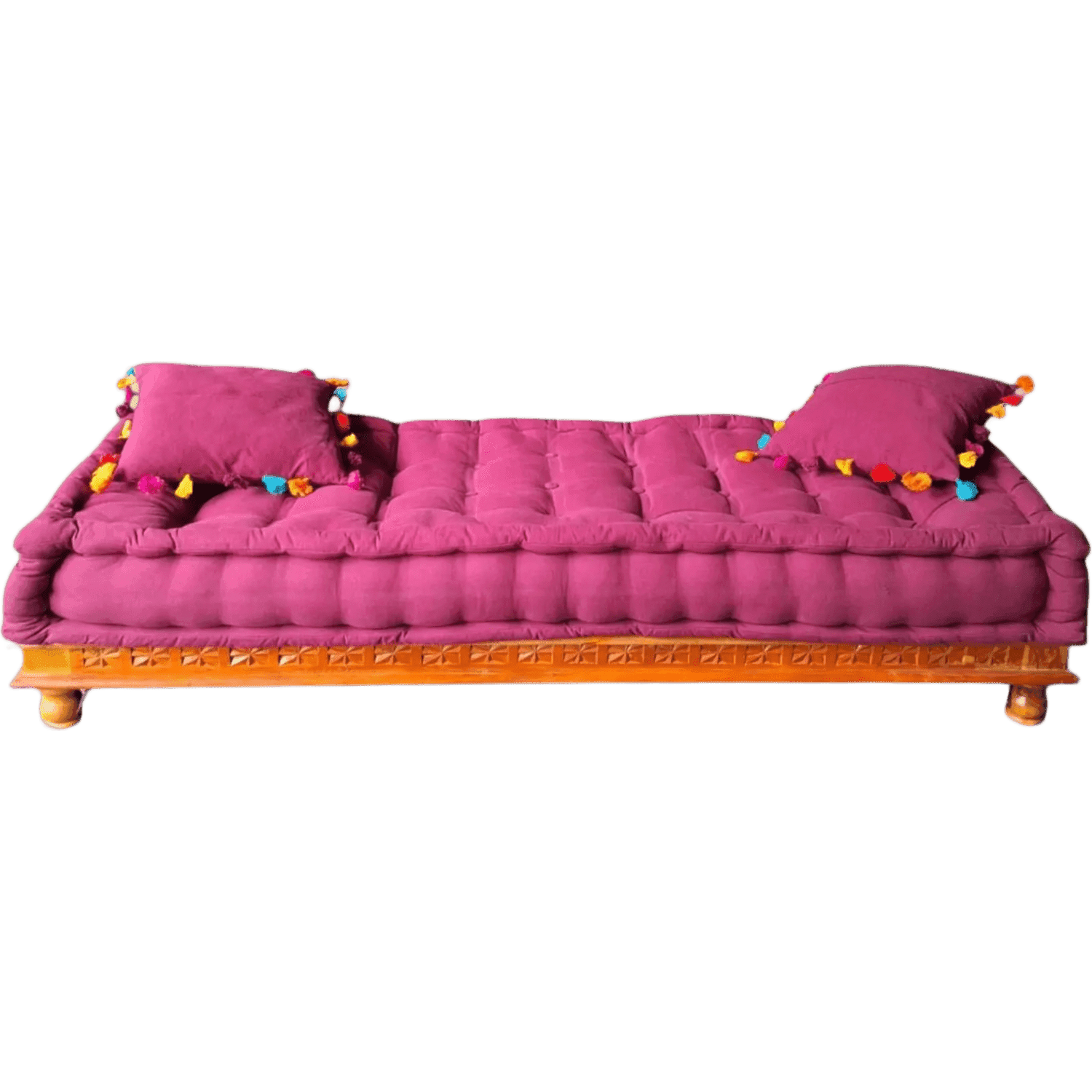Burgundy Fabric Daybed with Wooden Frame product image
