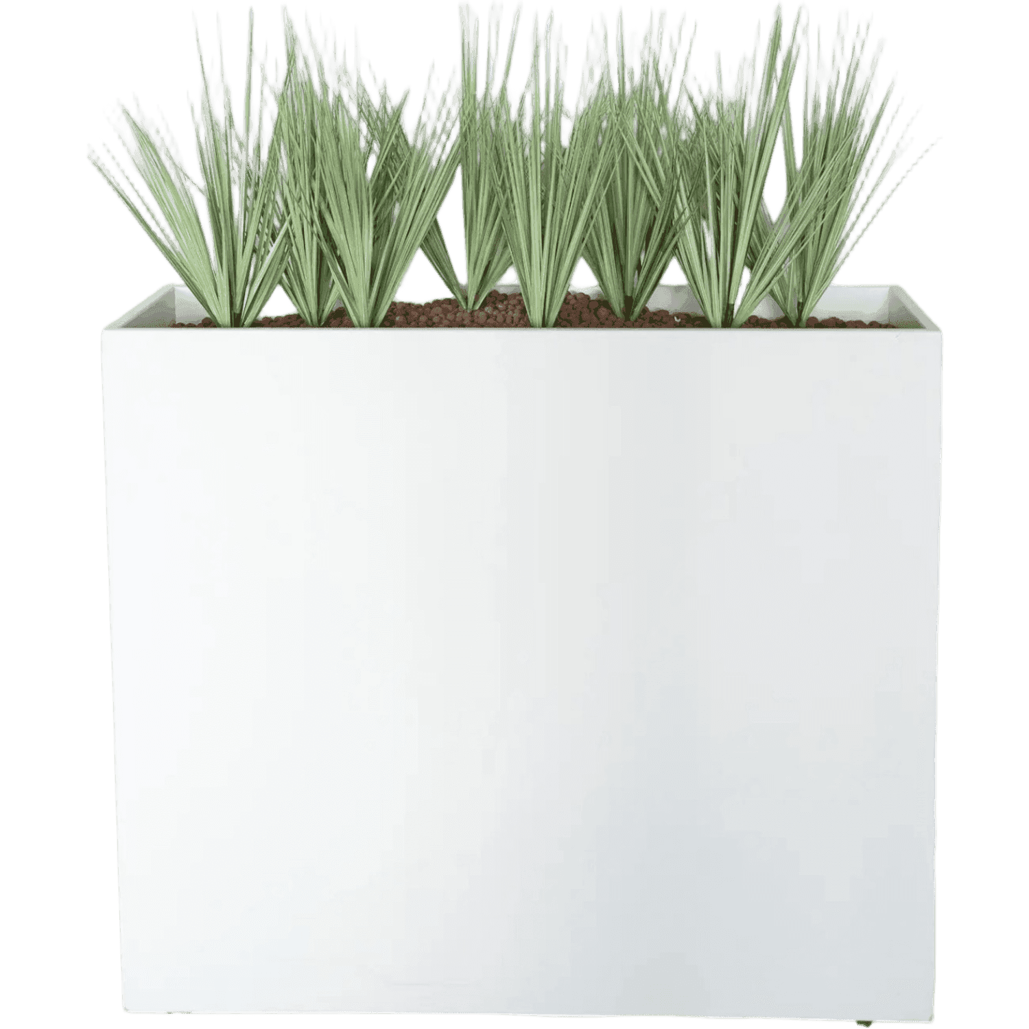 White planter with fake plants on wheels product image