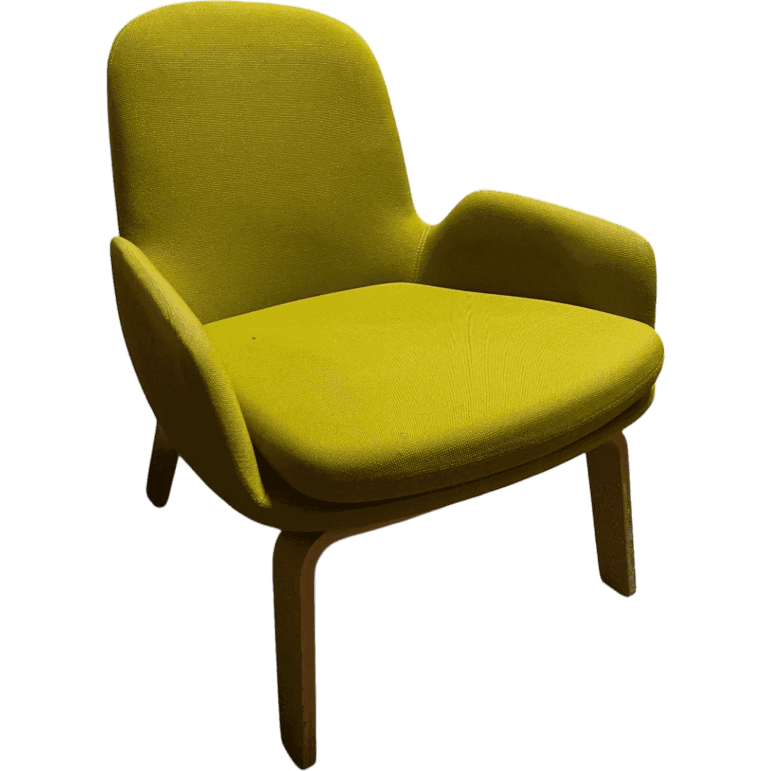WORN: Normann light kaki green low armchair with wooden legs product image